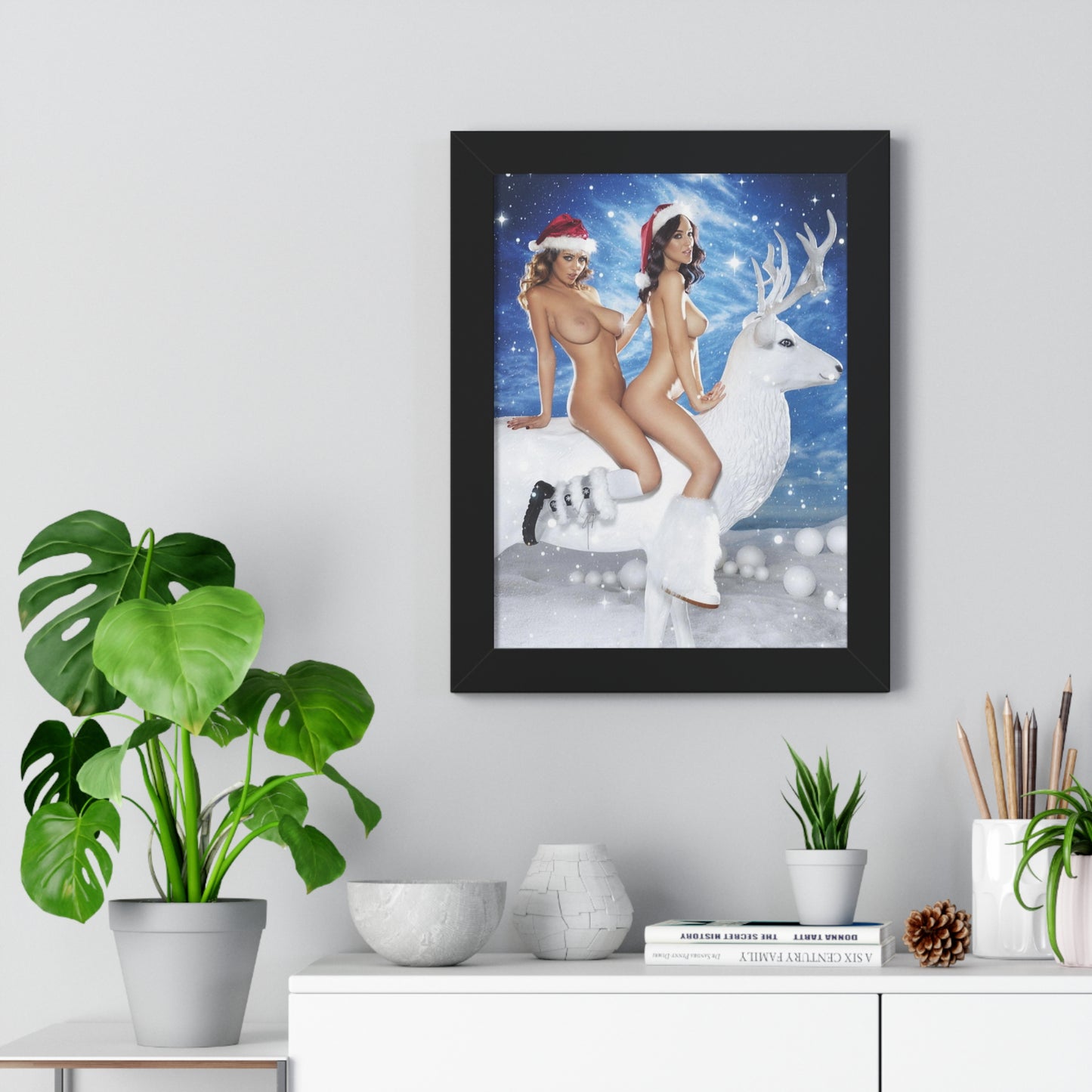 Framed Vertical Poster Sexy Nude Christmas Girls