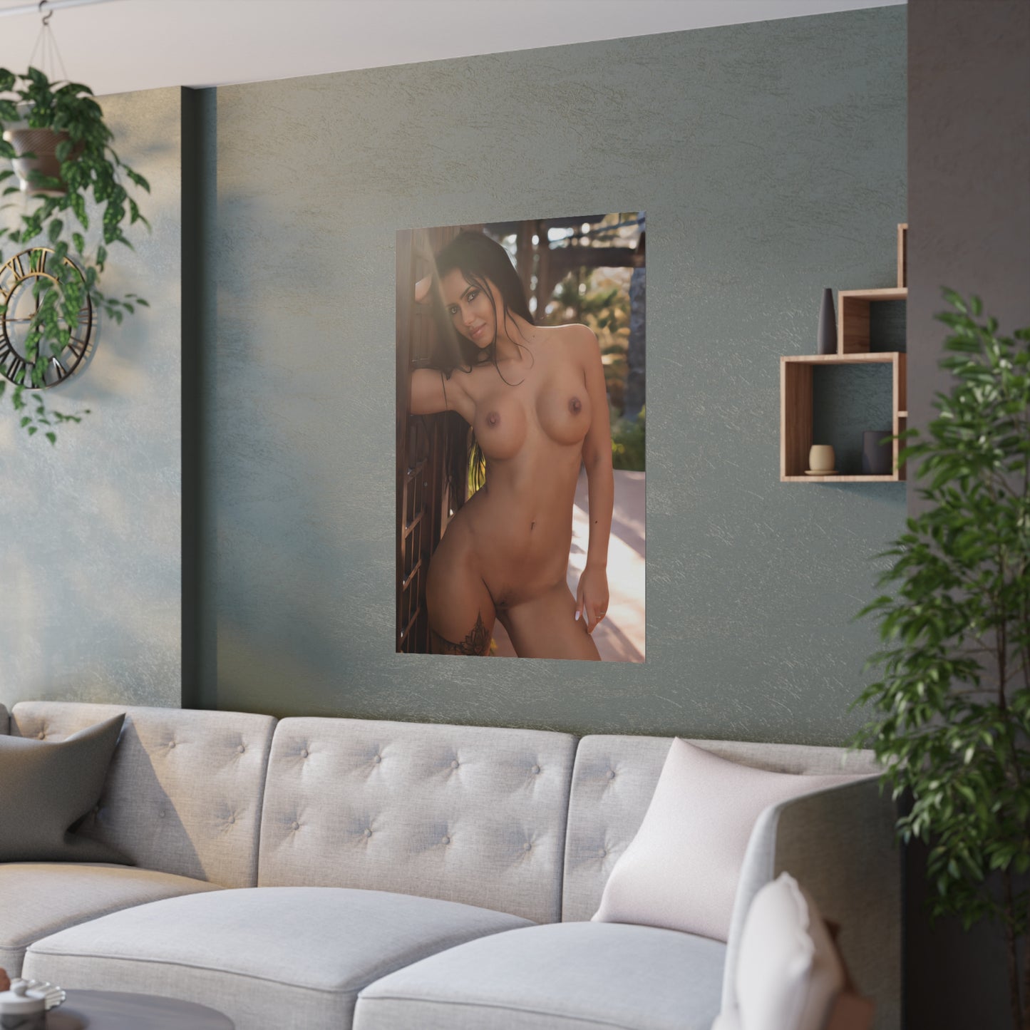 Satin Posters (210gsm) Sexy Nude Brunette