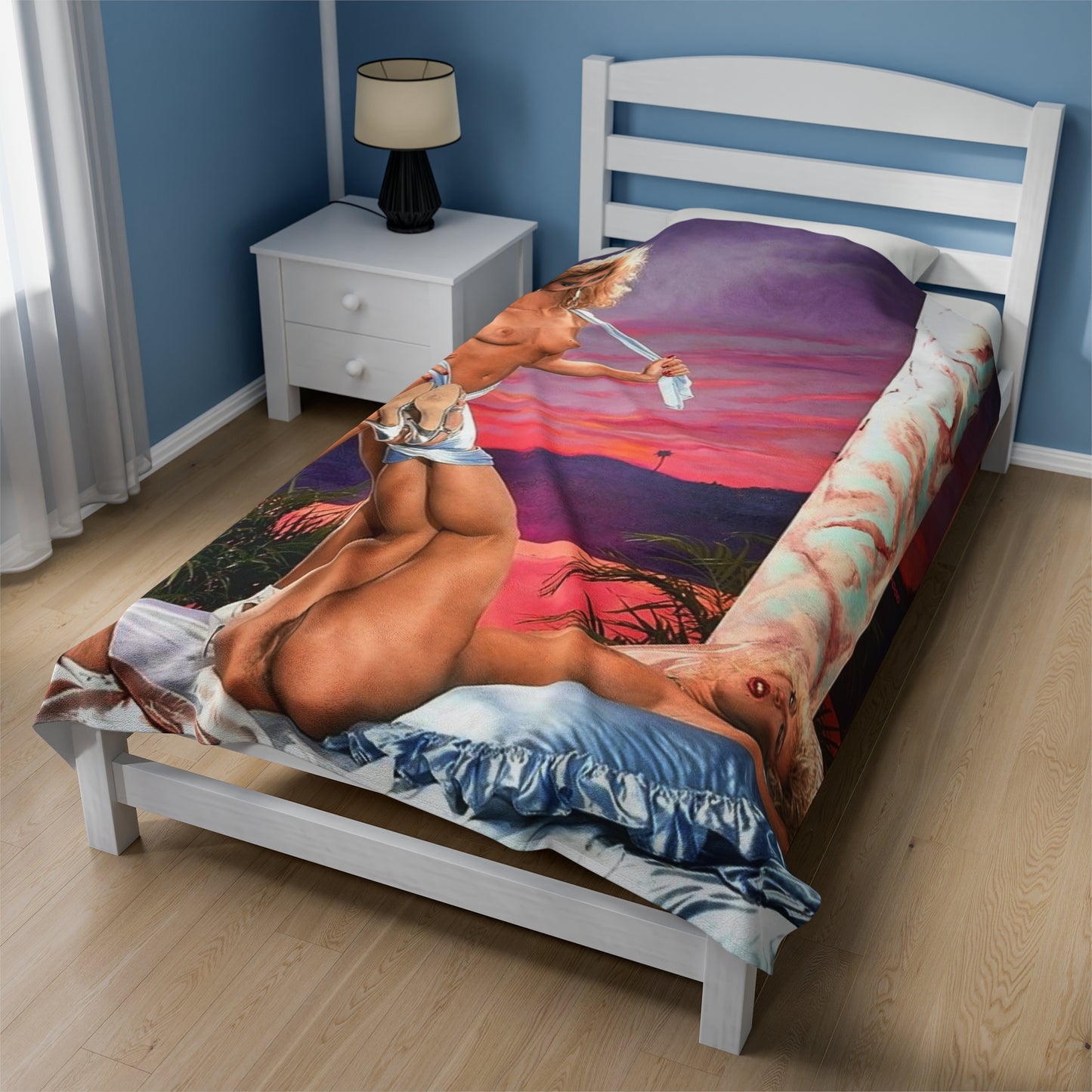 Velveteen Plush Blanket Retro 1980s Porn Stars Amber Lynn & Ginger Lynn