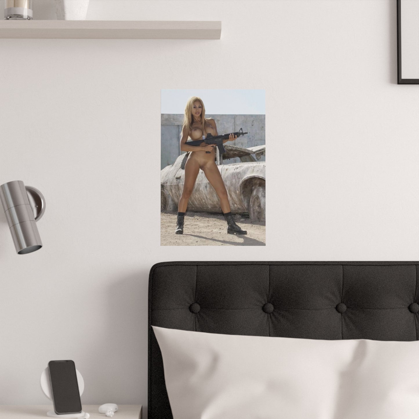 Satin Posters (210gsm) Sexy Nude Girl with Big Gun