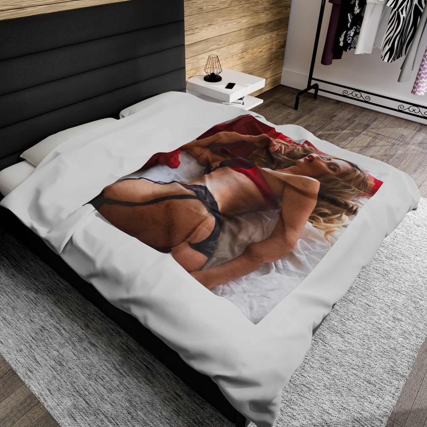 Velveteen Plush Blanket Sexy Babe Lingerie