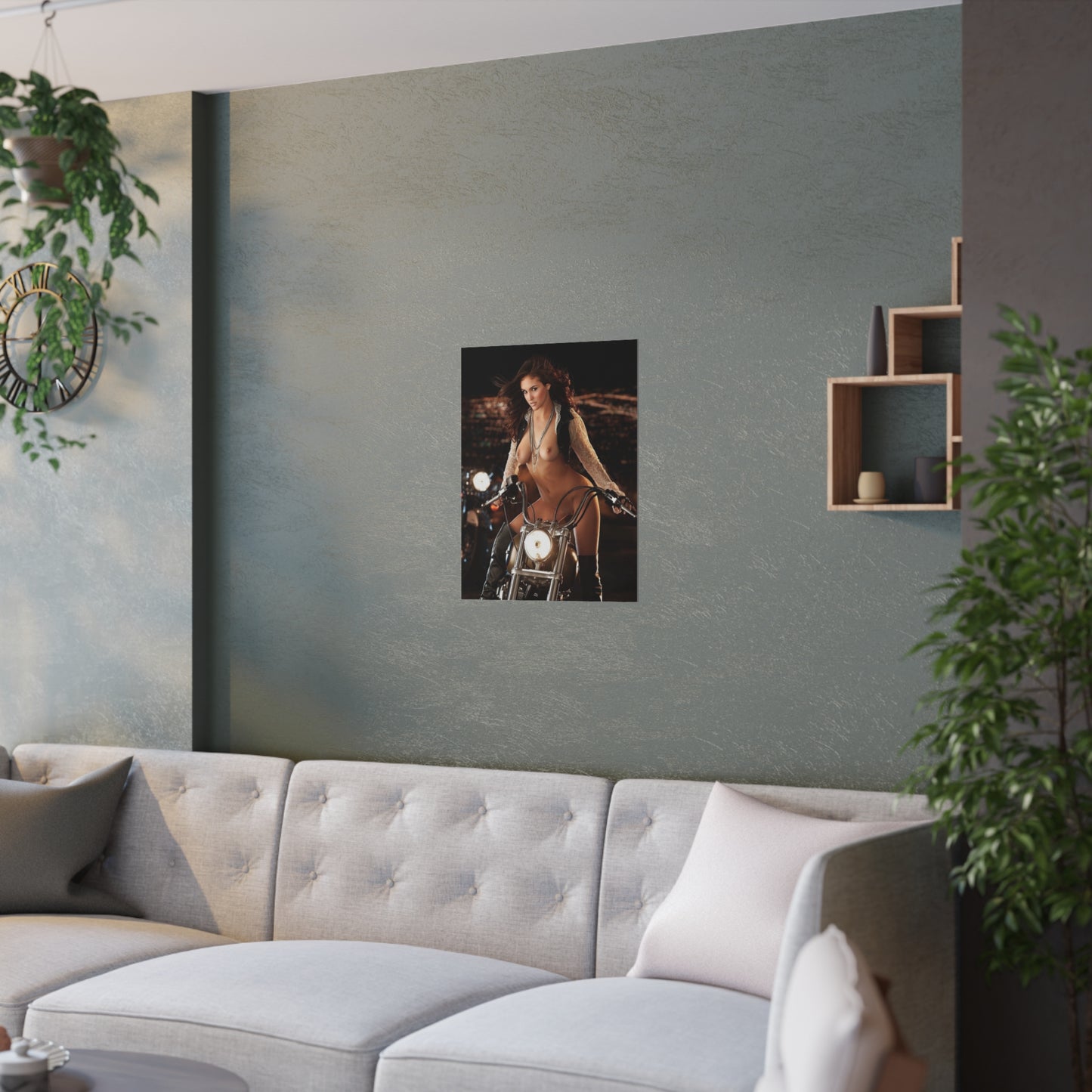 Satin Posters (210gsm) Jaclyn Swedberg Nude on Motorcycle