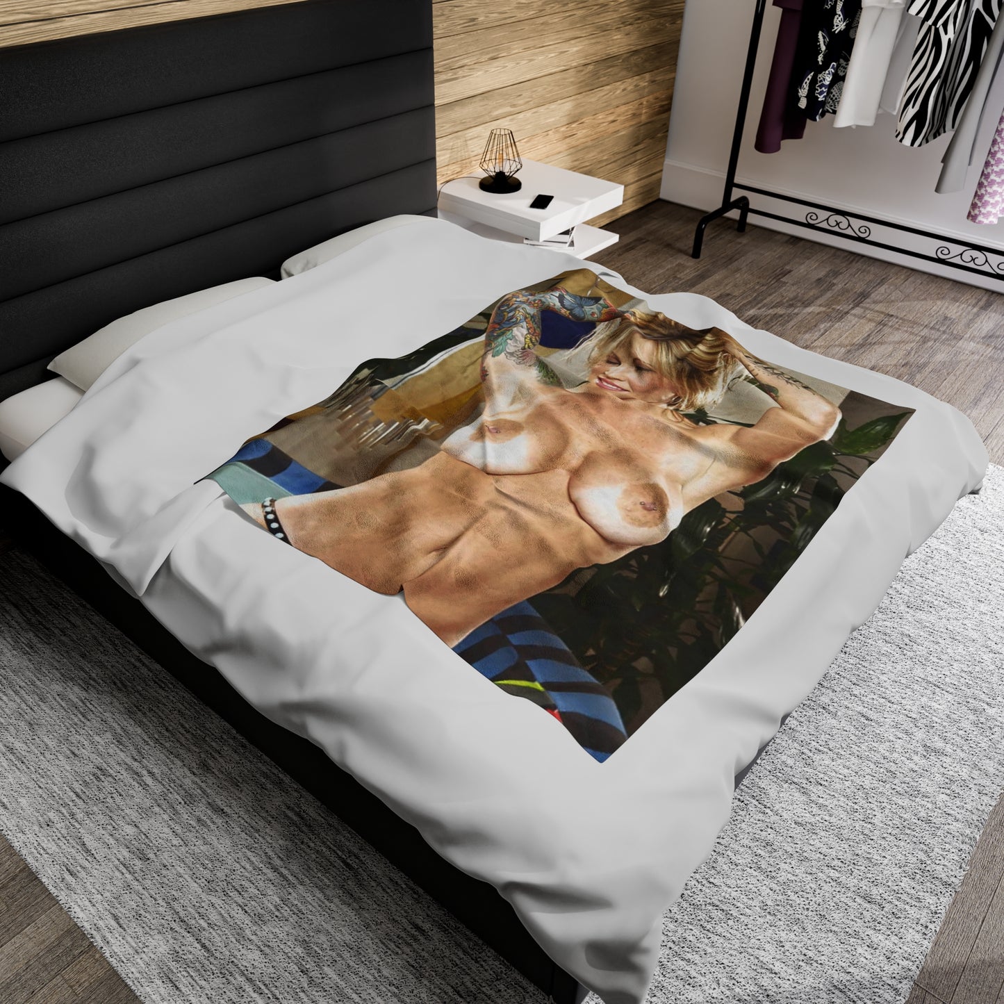 Velveteen Plush Blanket Retro Adult Star Janine Lindenmulder Nude