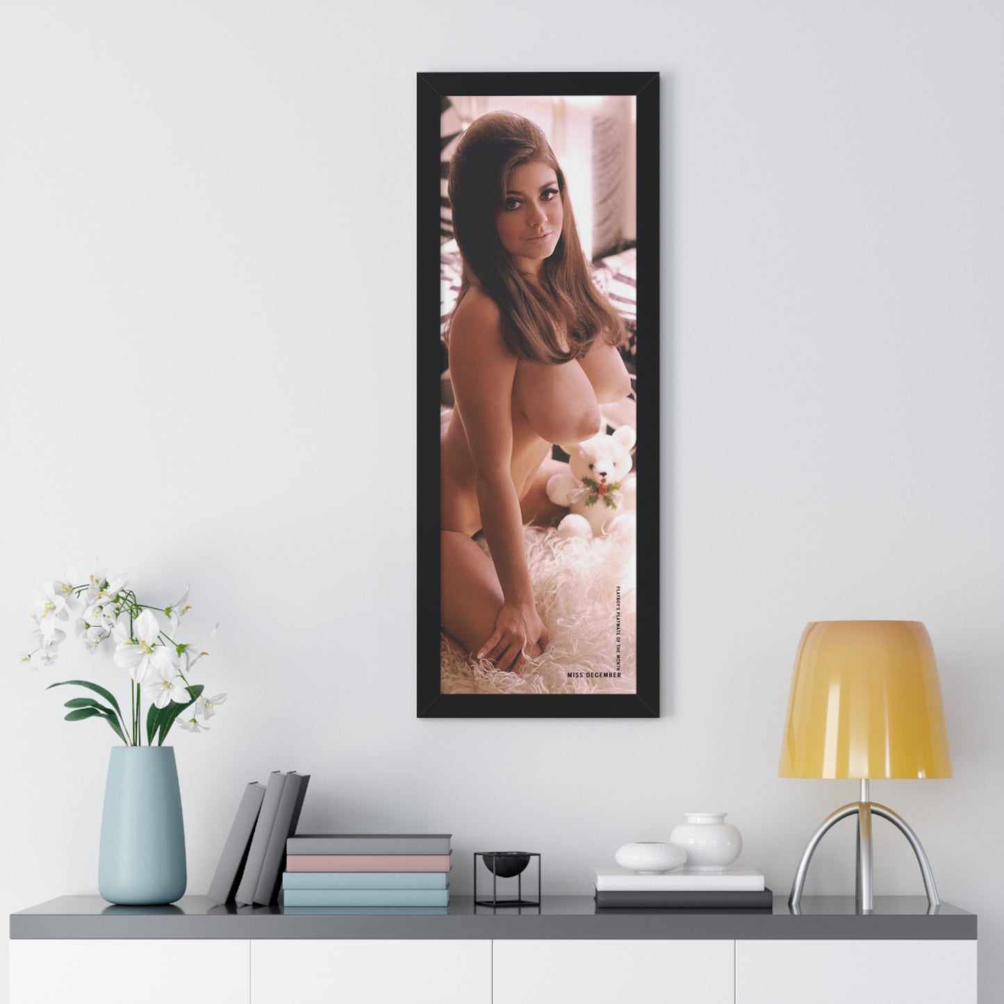 Framed Vertical Poster Playboy Playmate December 1968 Cynthia Myers