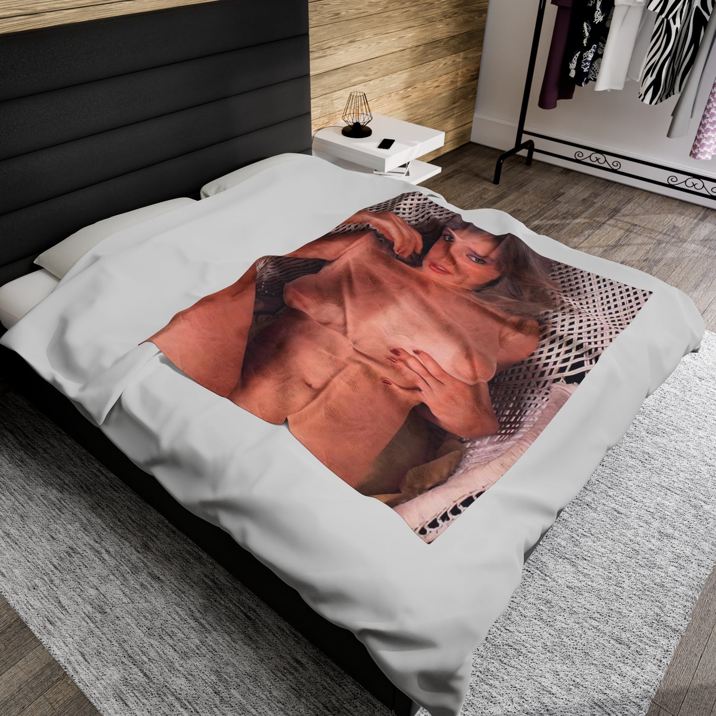 Velveteen Plush Blanket Retro 80s Adult Star Nude