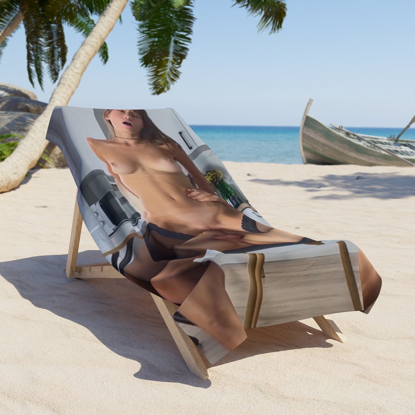 Beach Towel Stunning Leggy Brunette Fucking Cumrag