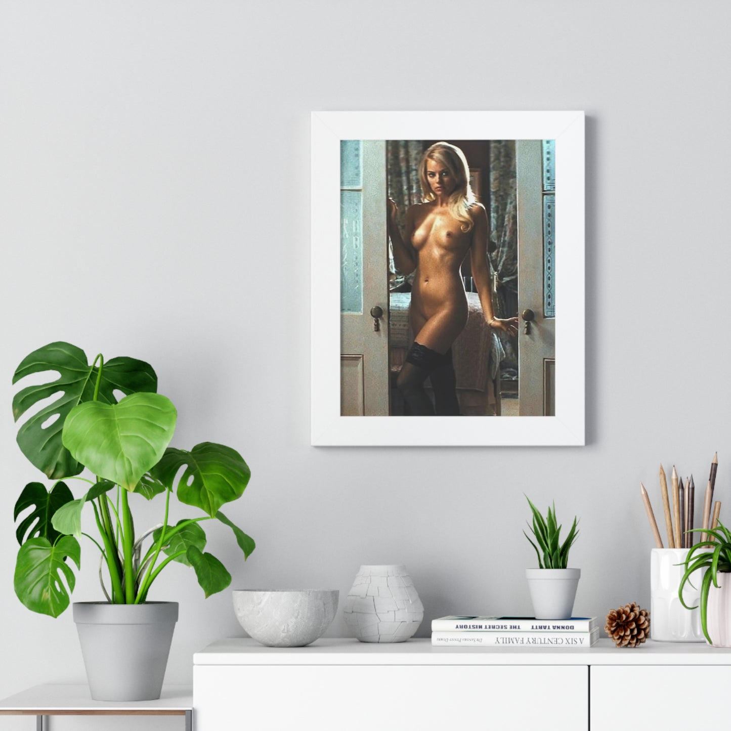 Framed Vertical Poster Margot Robbie Nude Wolf of Wallstreet