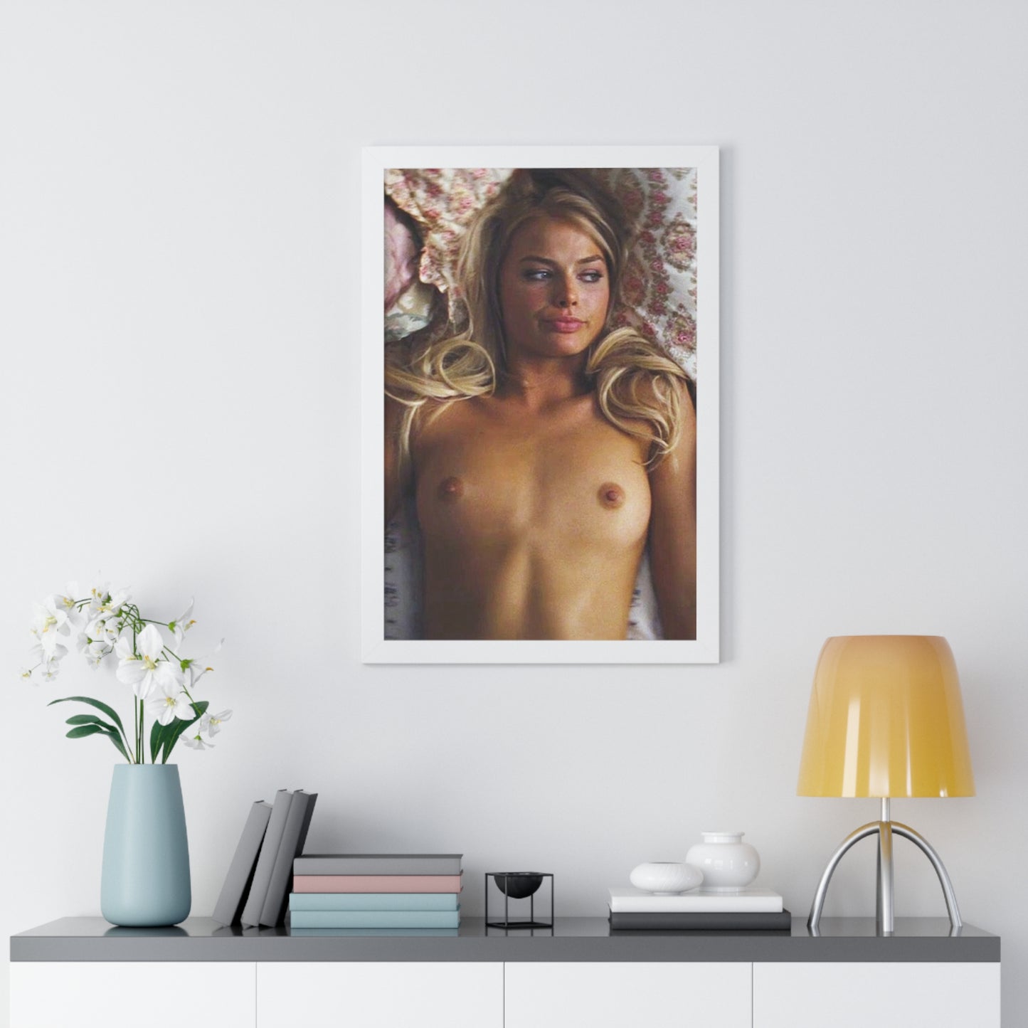 Framed Vertical Poster Margot Robbie Nude Wolf of Wallstreet