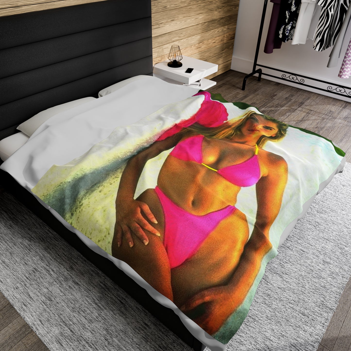 Velveteen Plush Blanket Retro Bikini Babe April Storms