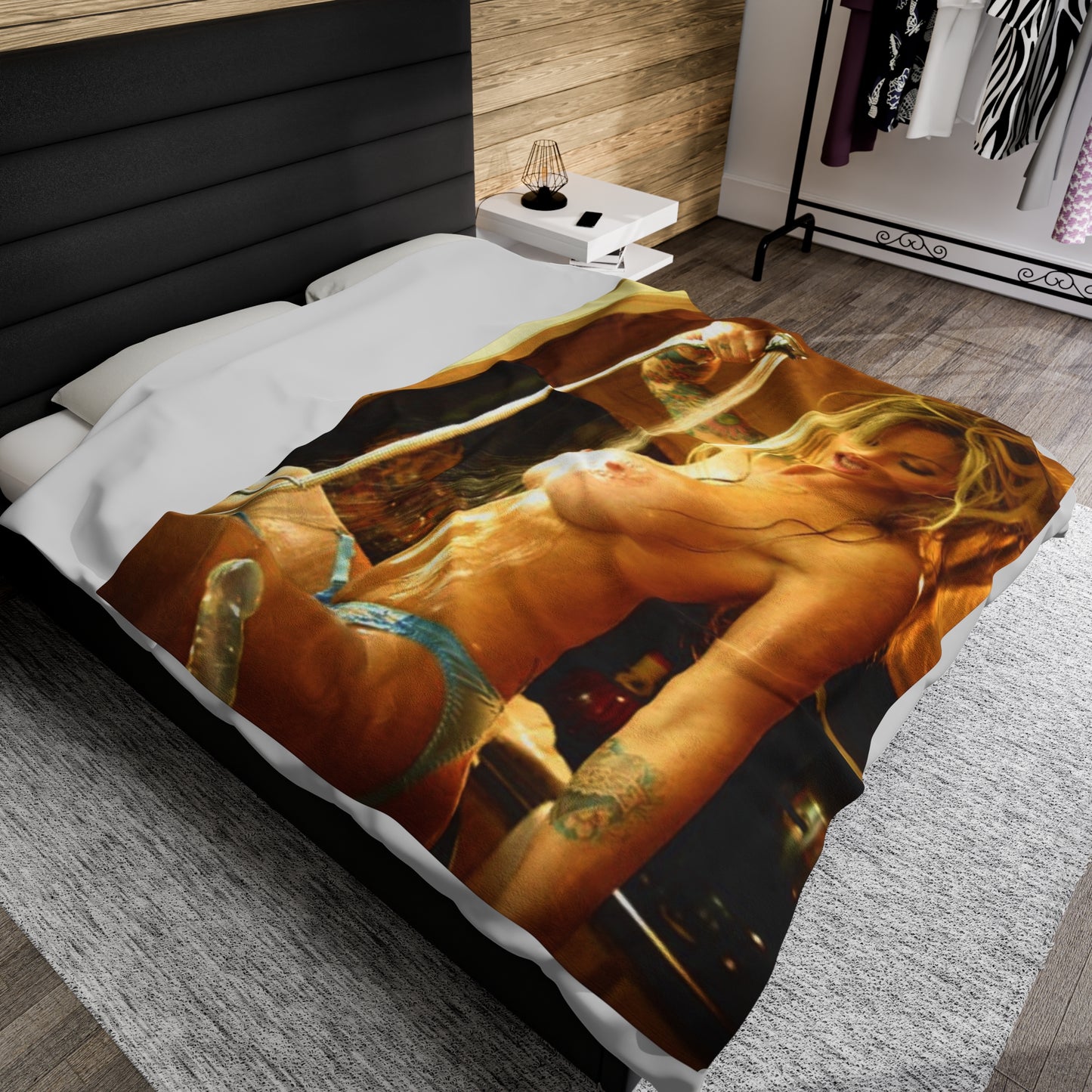 Velveteen Plush Blanket Retro Adult Star Janine Lindenmulder Nude