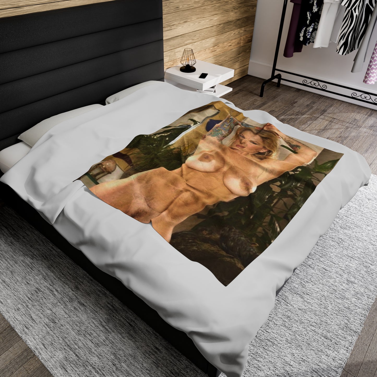 Velveteen Plush Blanket Retro Adult Star Janine Lindenmulder Nude