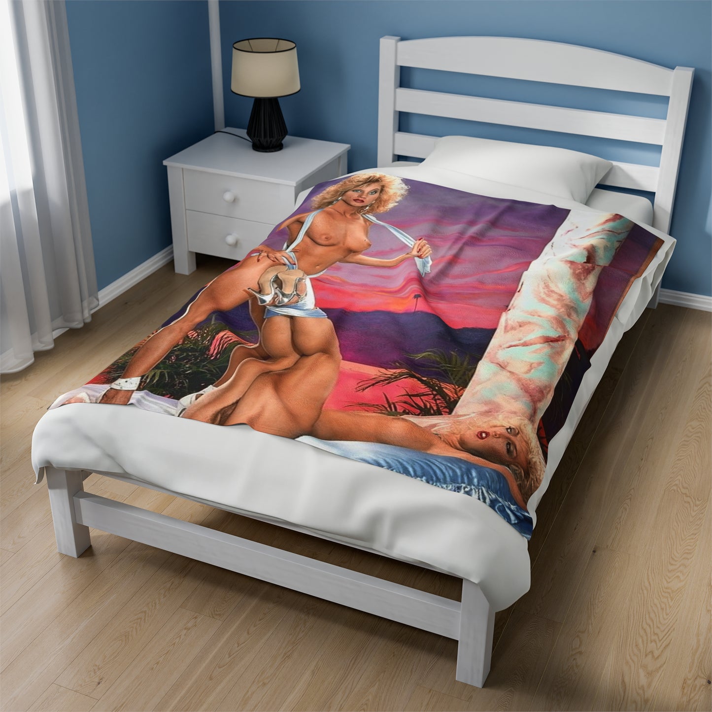 Velveteen Plush Blanket Retro 1980s Porn Stars Amber Lynn & Ginger Lynn