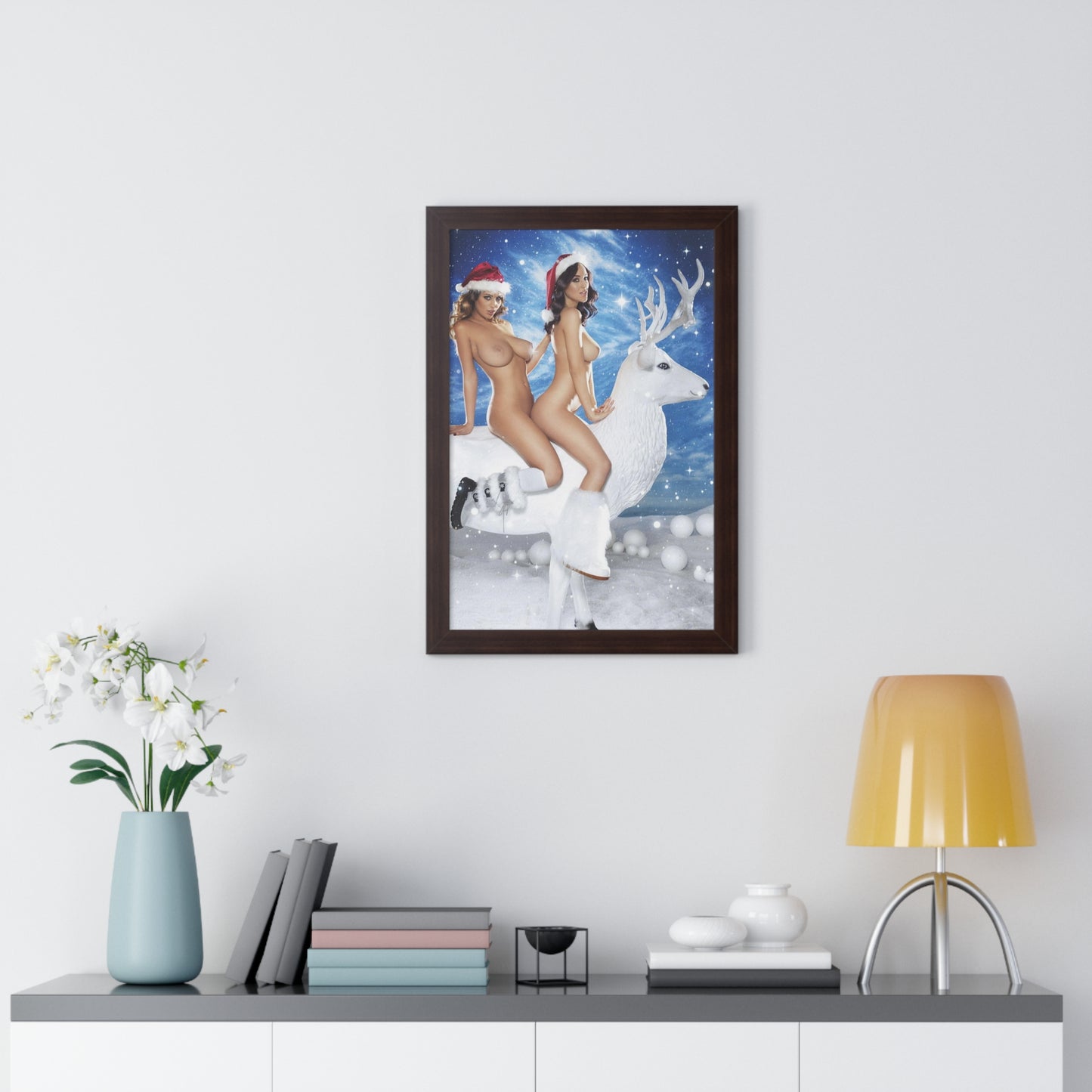 Framed Vertical Poster Sexy Nude Christmas Girls