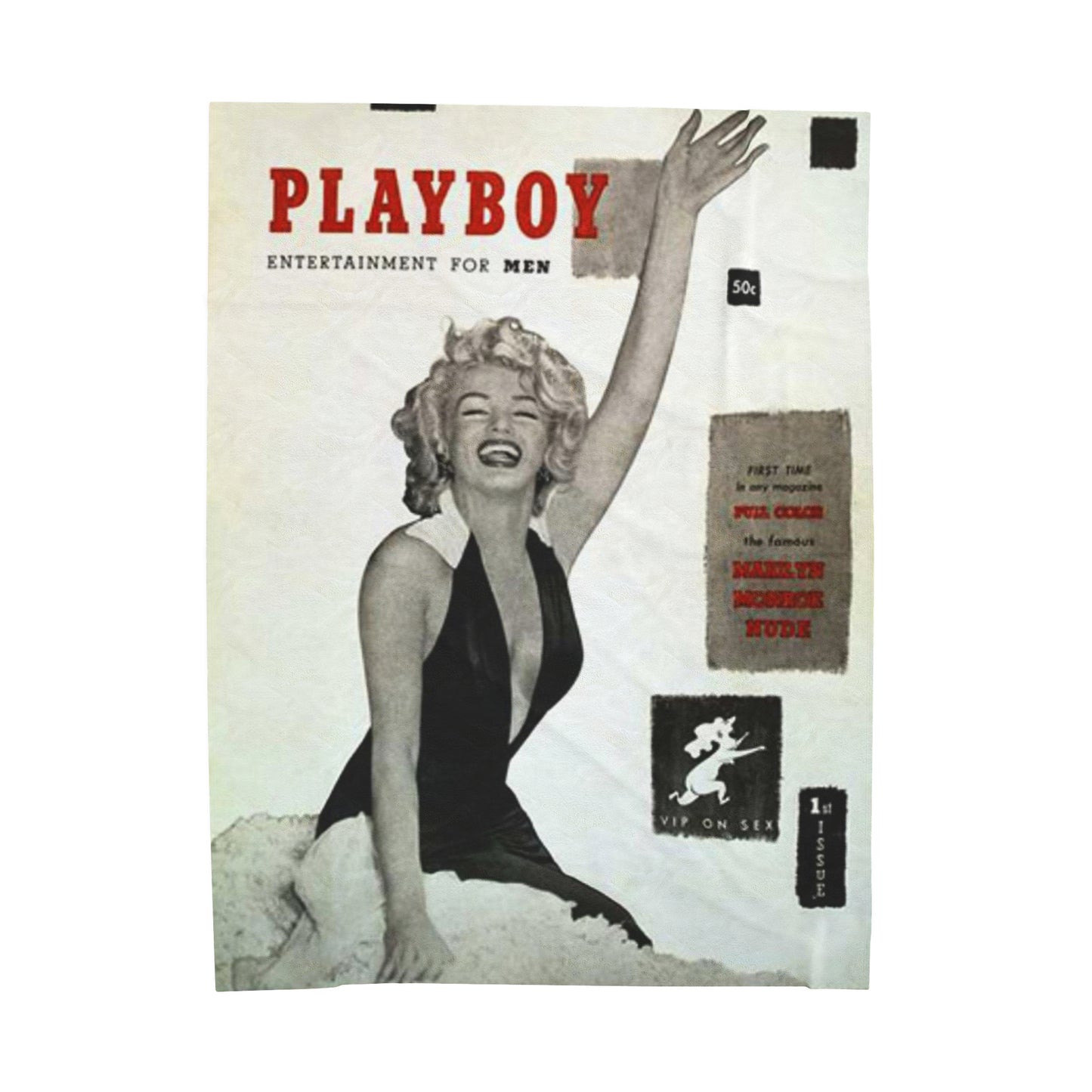 Velveteen Plush Blanket Playboy Cover December 1953 Marilyn Monroe