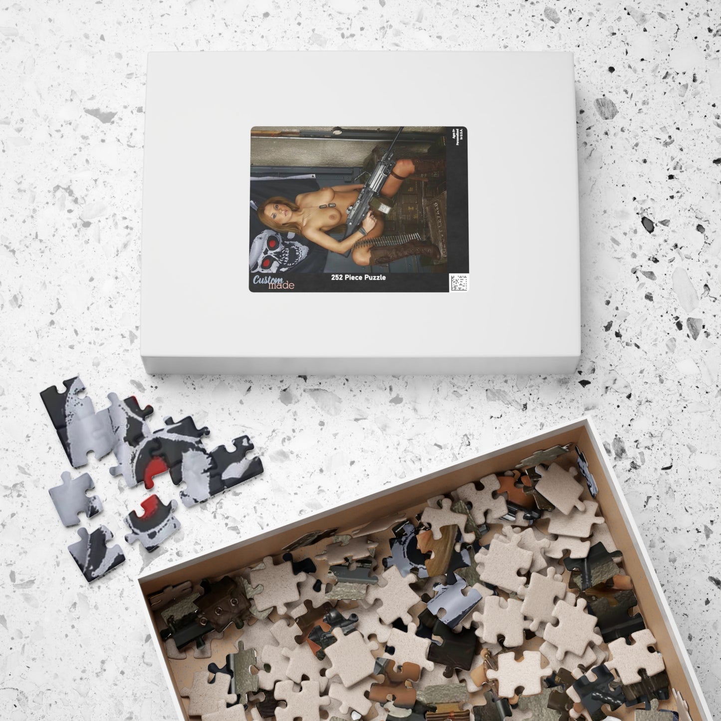 Puzzle (110, 252, 520, 1014-piece) Sexy Nude Girl with Big Gun
