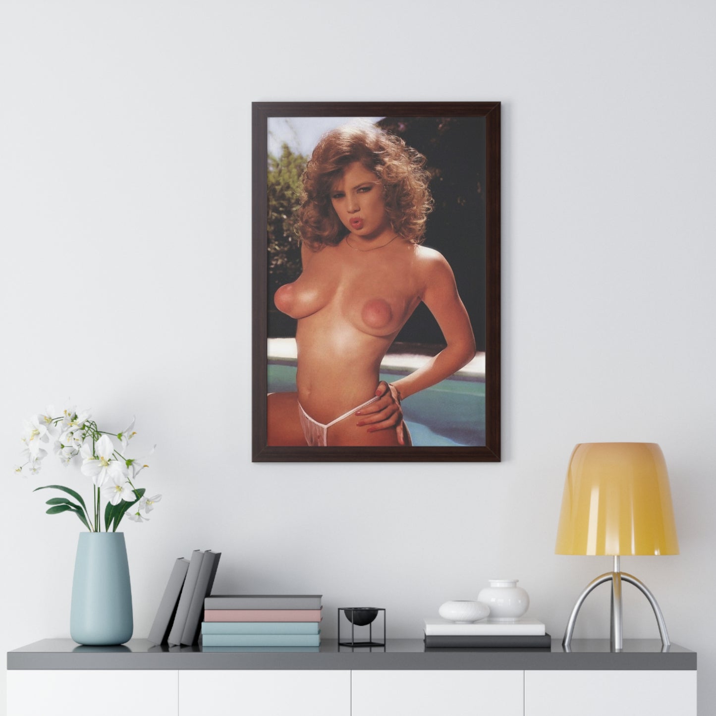 Framed Vertical Poster Retro Porn Star 80s