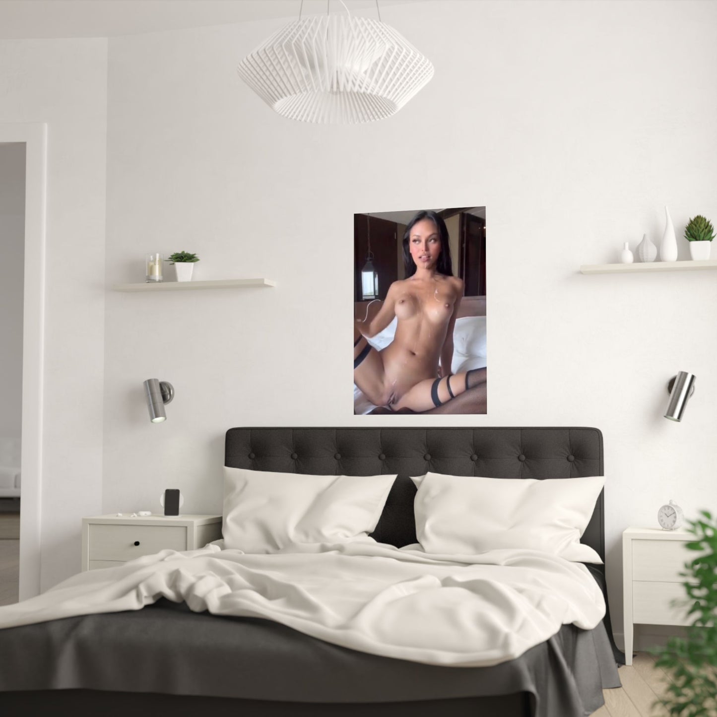 Satin Posters (210gsm) Sexy Asian Covered in Cum