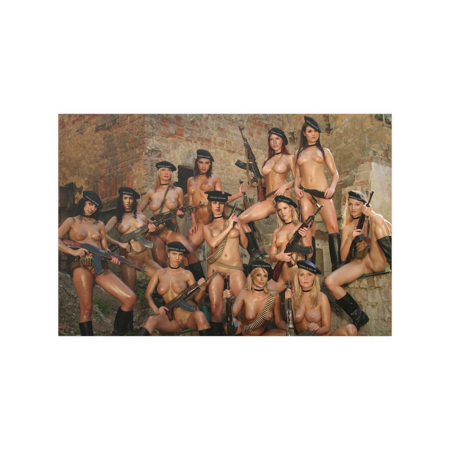 Satin Posters (210gsm) Hot Nude Chicks with Guns