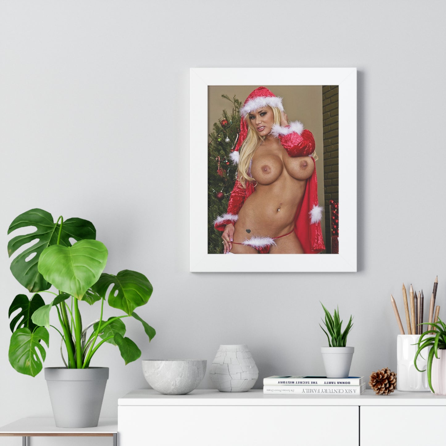 Framed Vertical Poster Shyla Stylez Nude Christmas