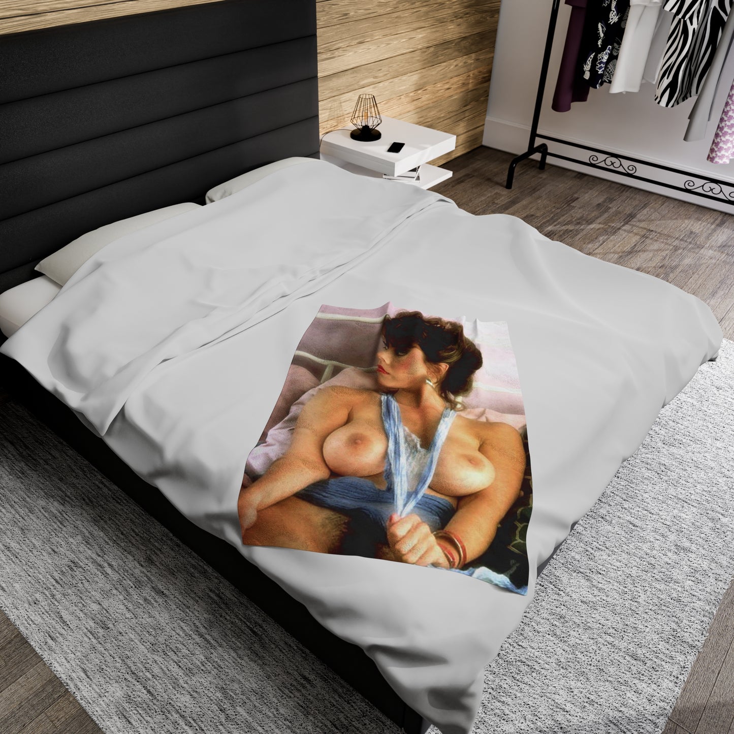 Velveteen Plush Blanket Retro Adult Star Christy Canyon Nude