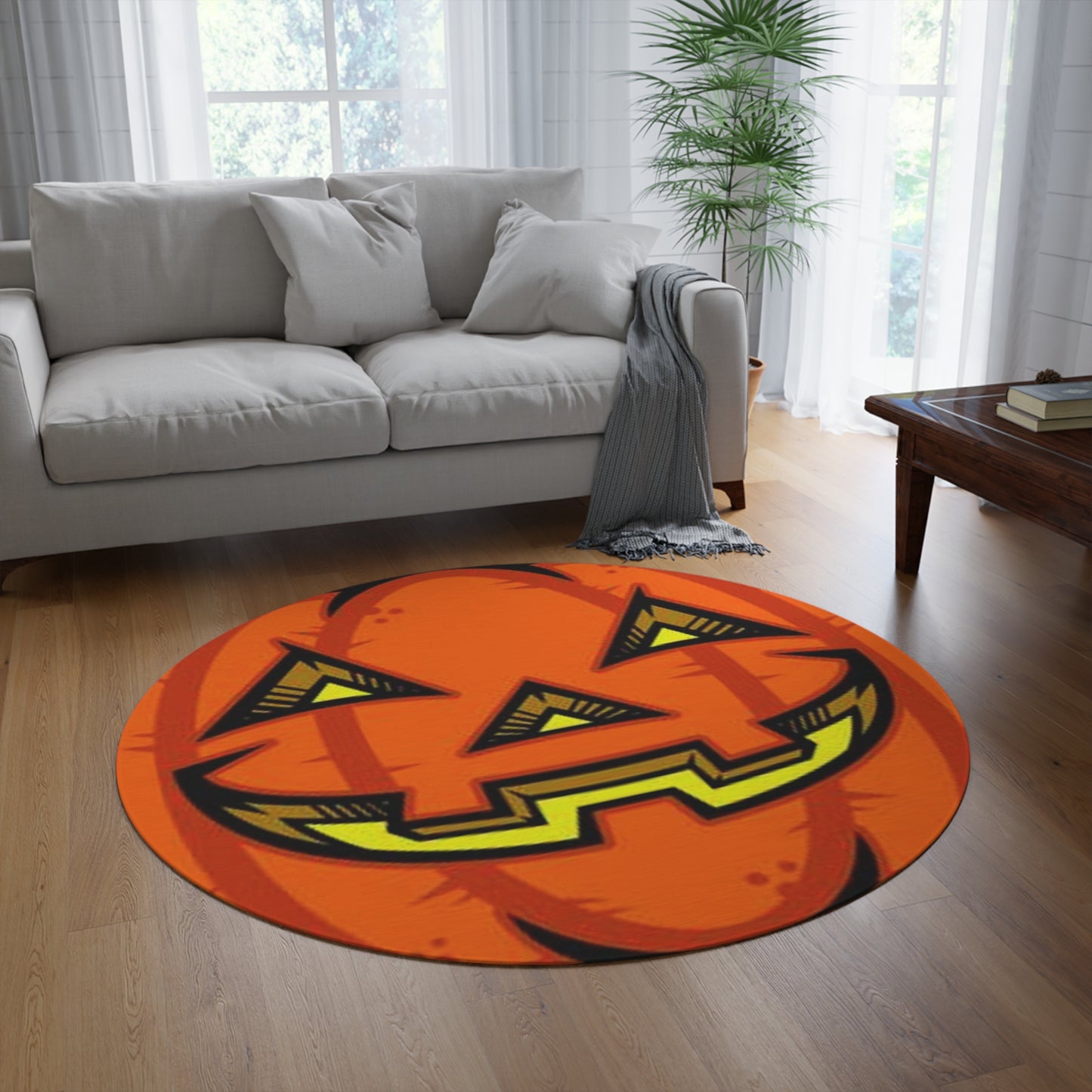 Round Rug Halloween Jack-O-Lantern