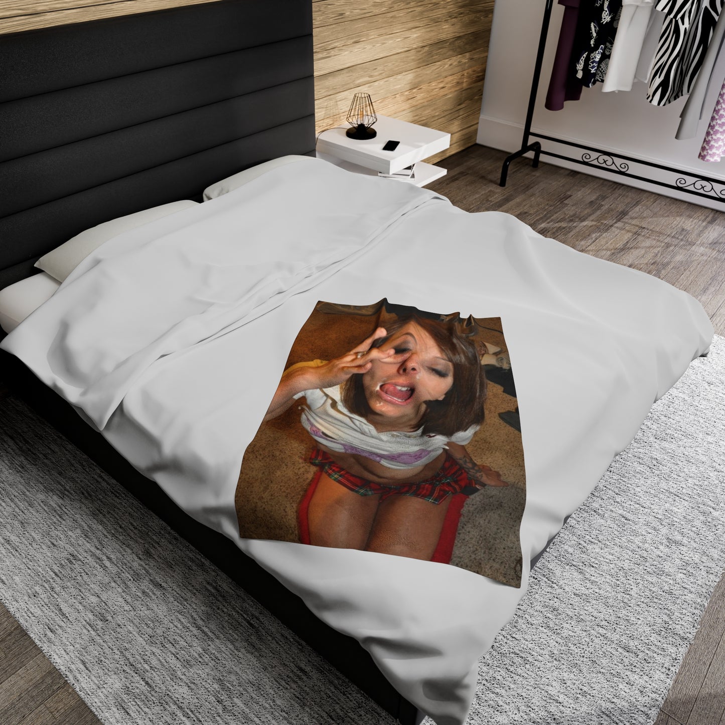 Velveteen Plush Blanket Cumshot Target Facial