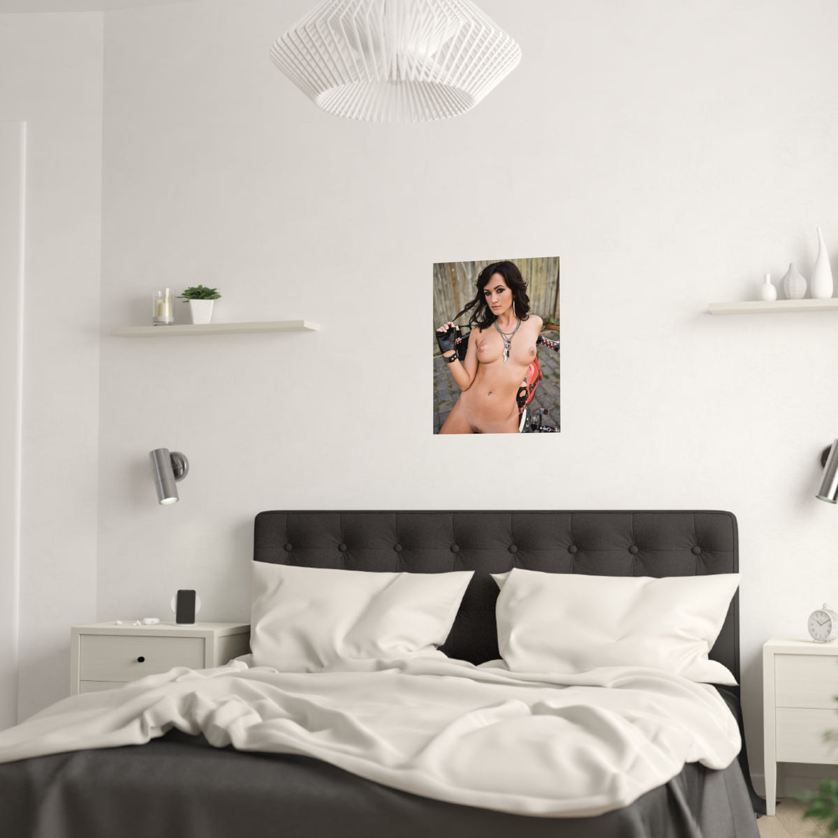 Satin Posters (210gsm) Tess Lyndon Nude on Motorcycle