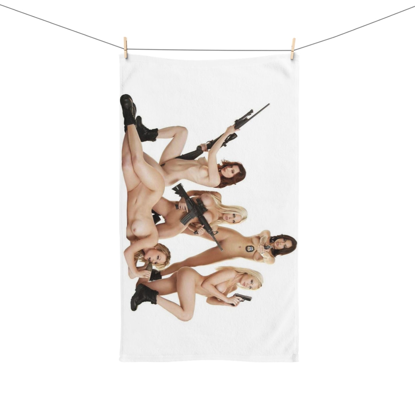 Hand Towel Naked Chicks with Guns