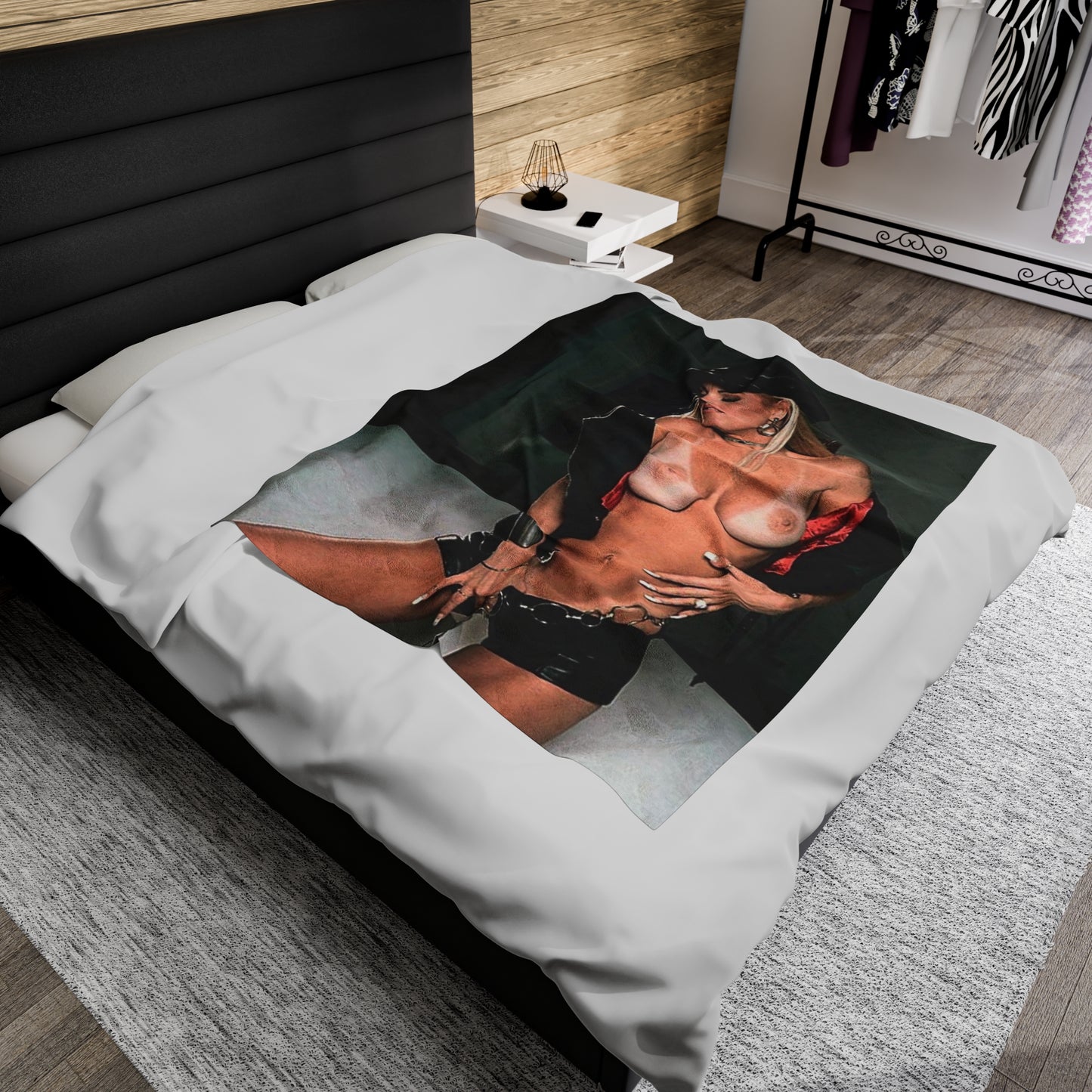 Velveteen Plush Blanket Retro Adult Star Janine Lindenmulder Nude