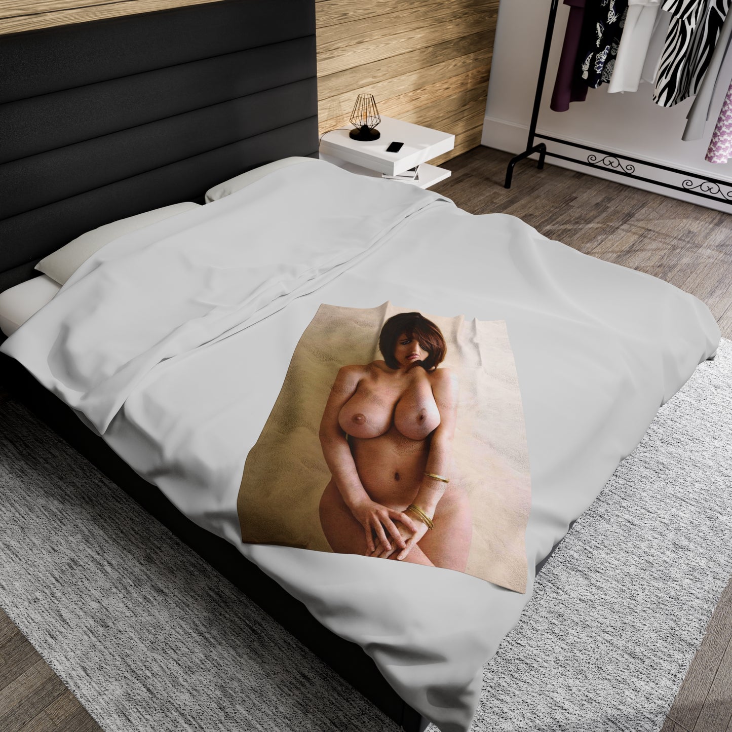 Velveteen Plush Blanket Large Natural Breasts