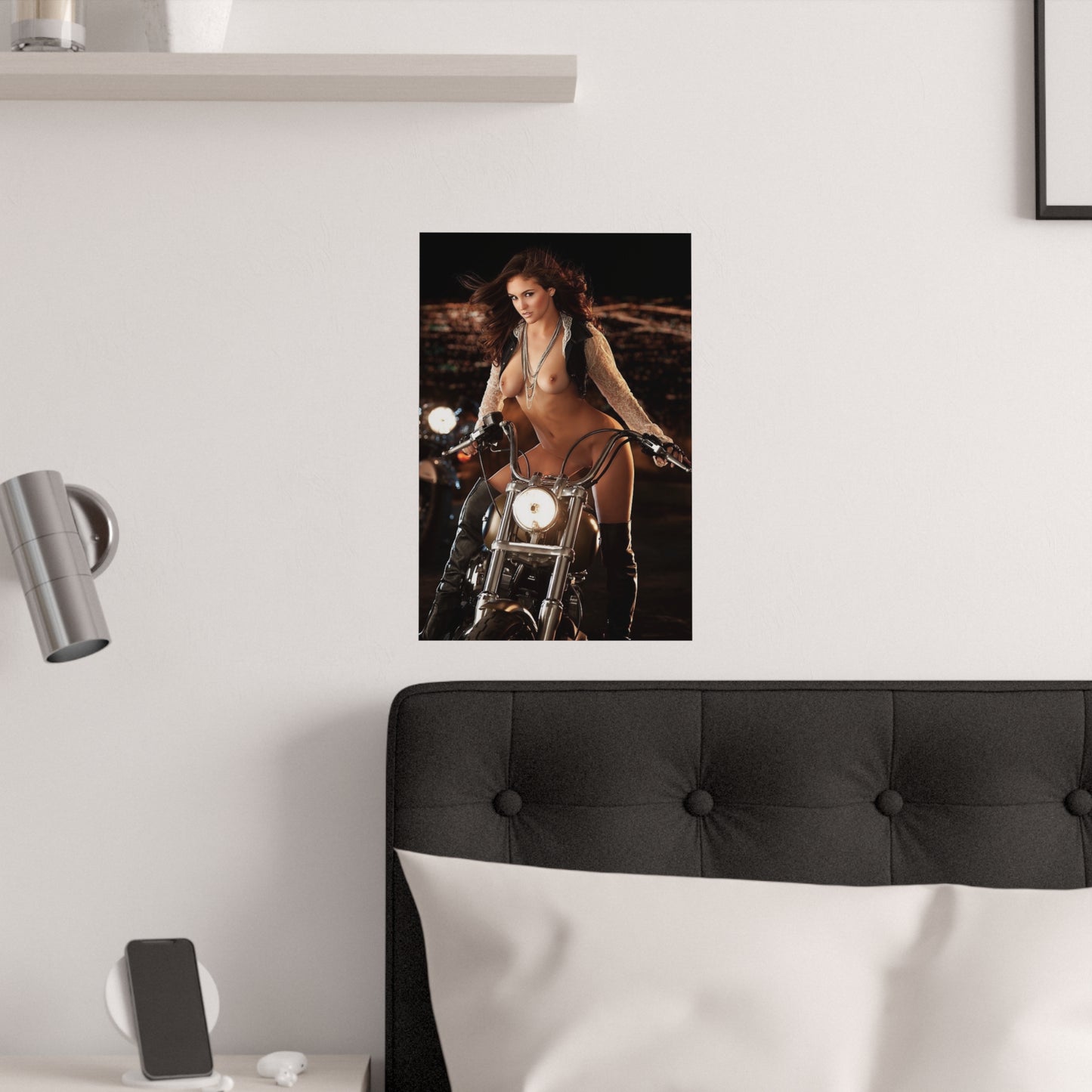Satin Posters (210gsm) Jaclyn Swedberg Nude on Motorcycle