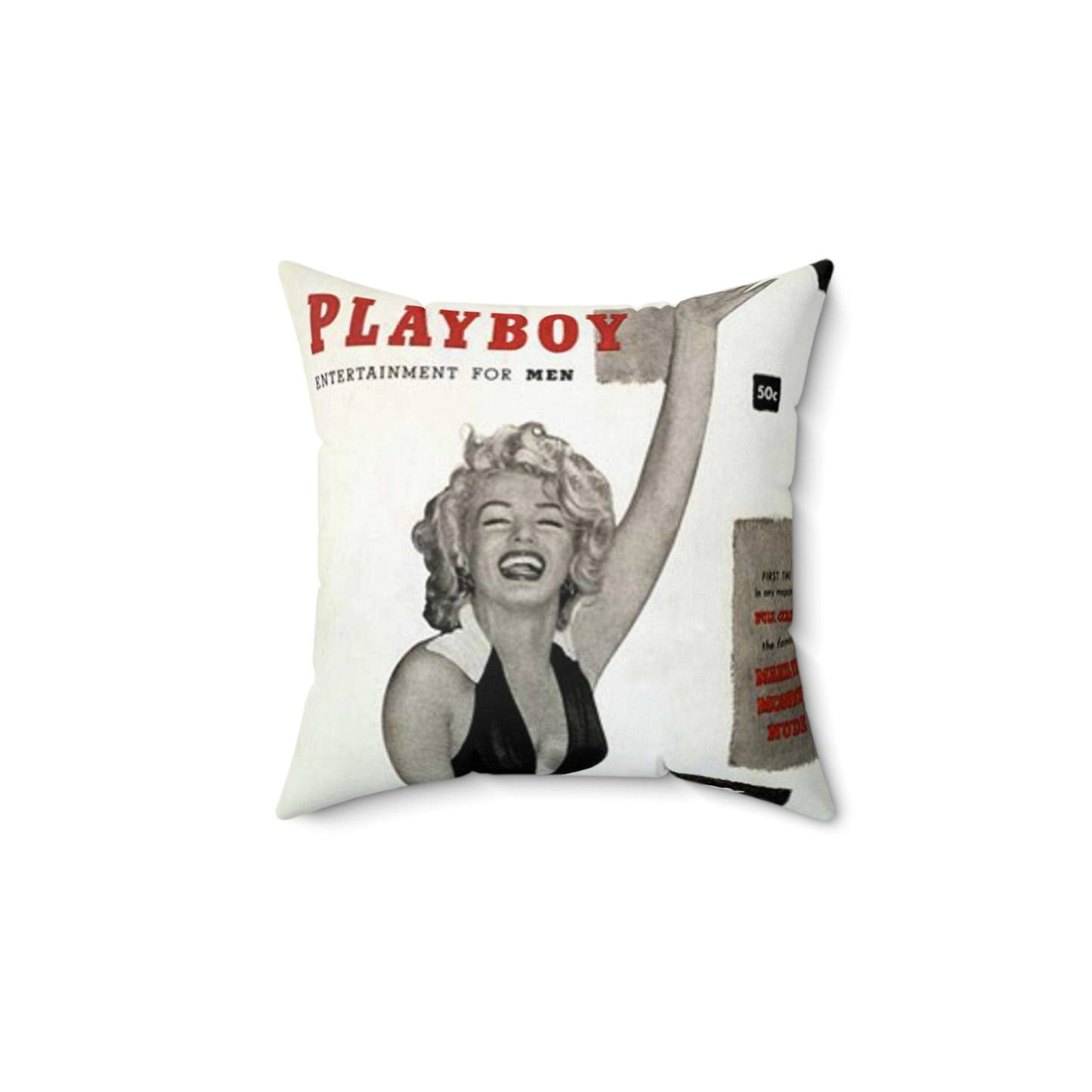 Spun Polyester Square Pillow Playboy Cover January 1953 Marilyn Monroe