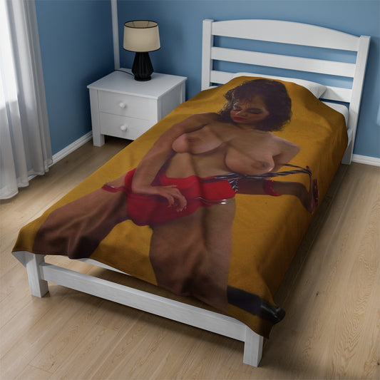 Velveteen Plush Blanket Retro Adult Star Christy Canyon Nude