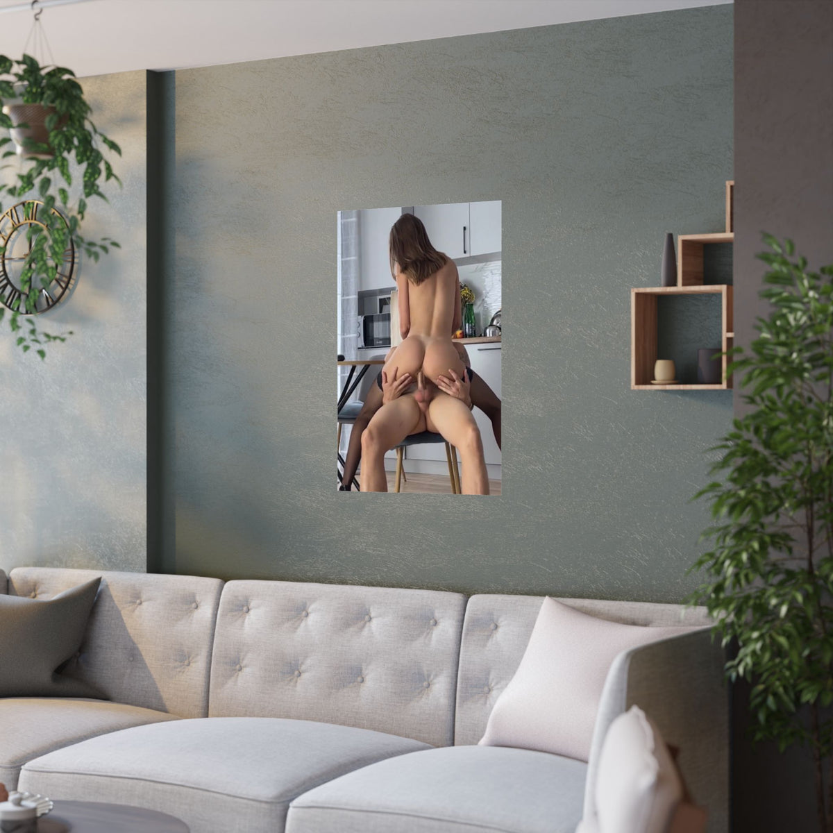 Satin Posters (210gsm) Stunning Brunette Great Ass Riding