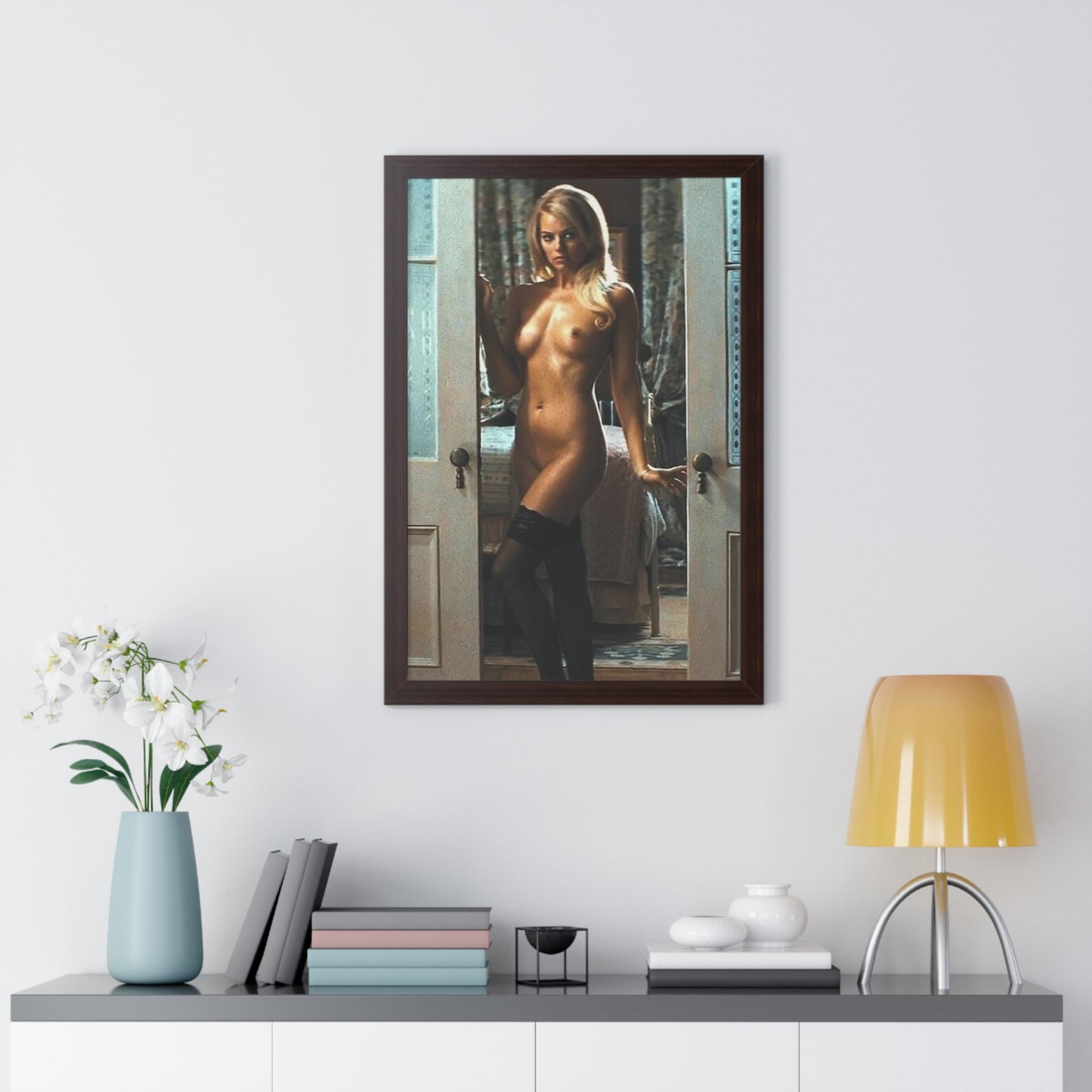 Framed Vertical Poster Margot Robbie Nude Wolf of Wallstreet