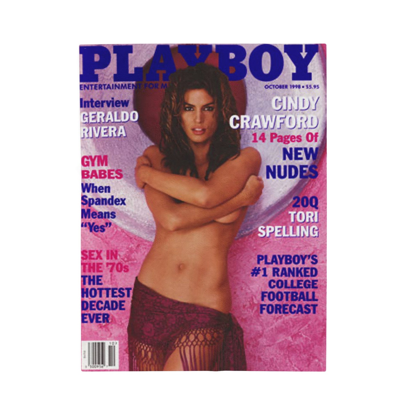 Velveteen Plush Blanket Play Boy Cover October 1998 Cindy Crawford