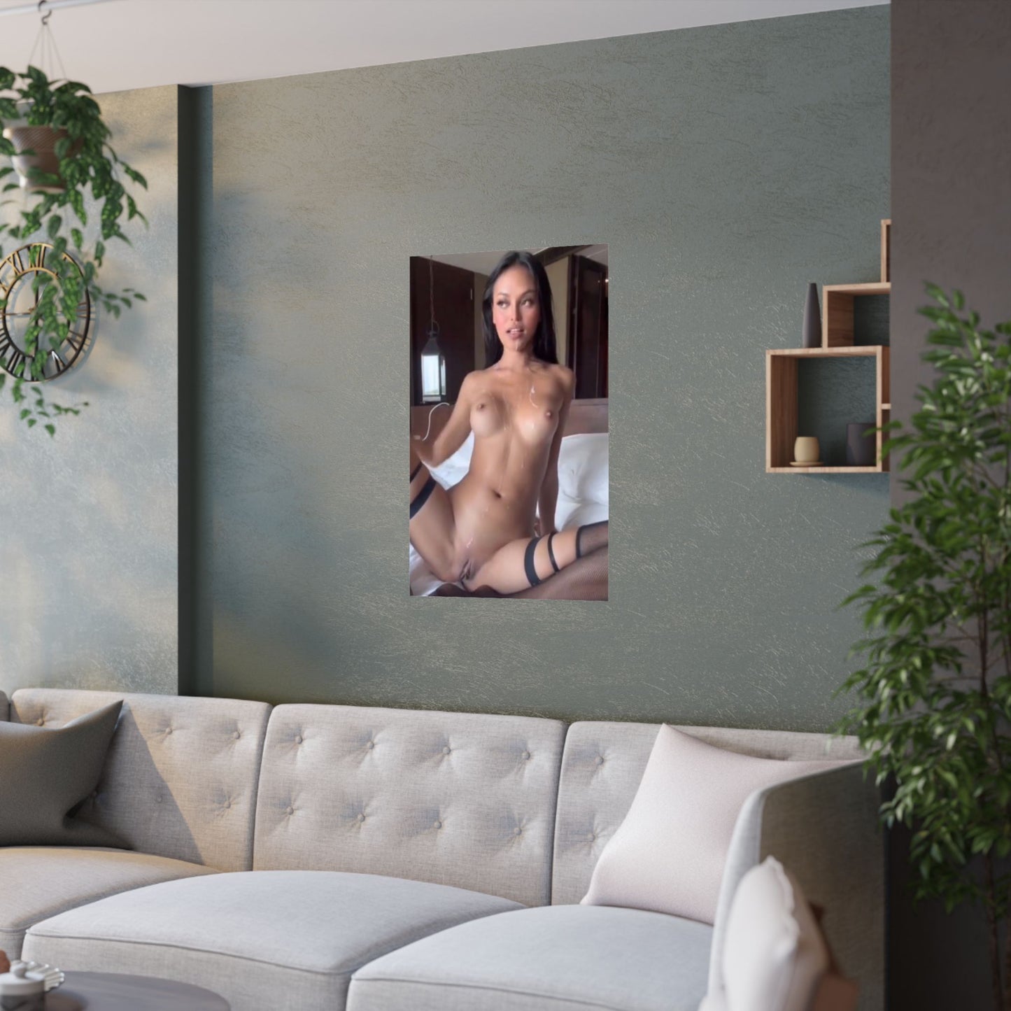 Satin Posters (210gsm) Sexy Asian Covered in Cum