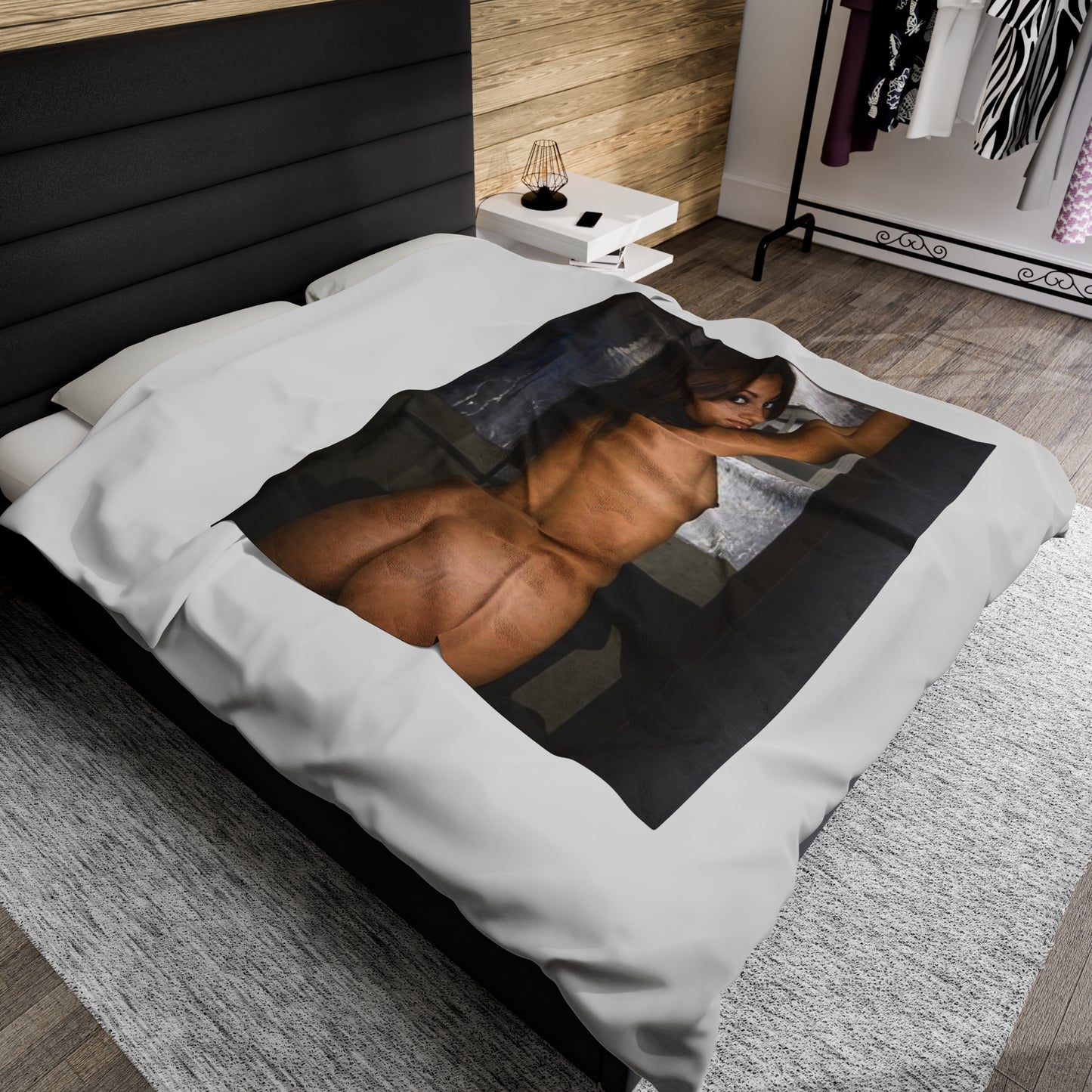 Velveteen Plush Blanket Raven Riley Nude