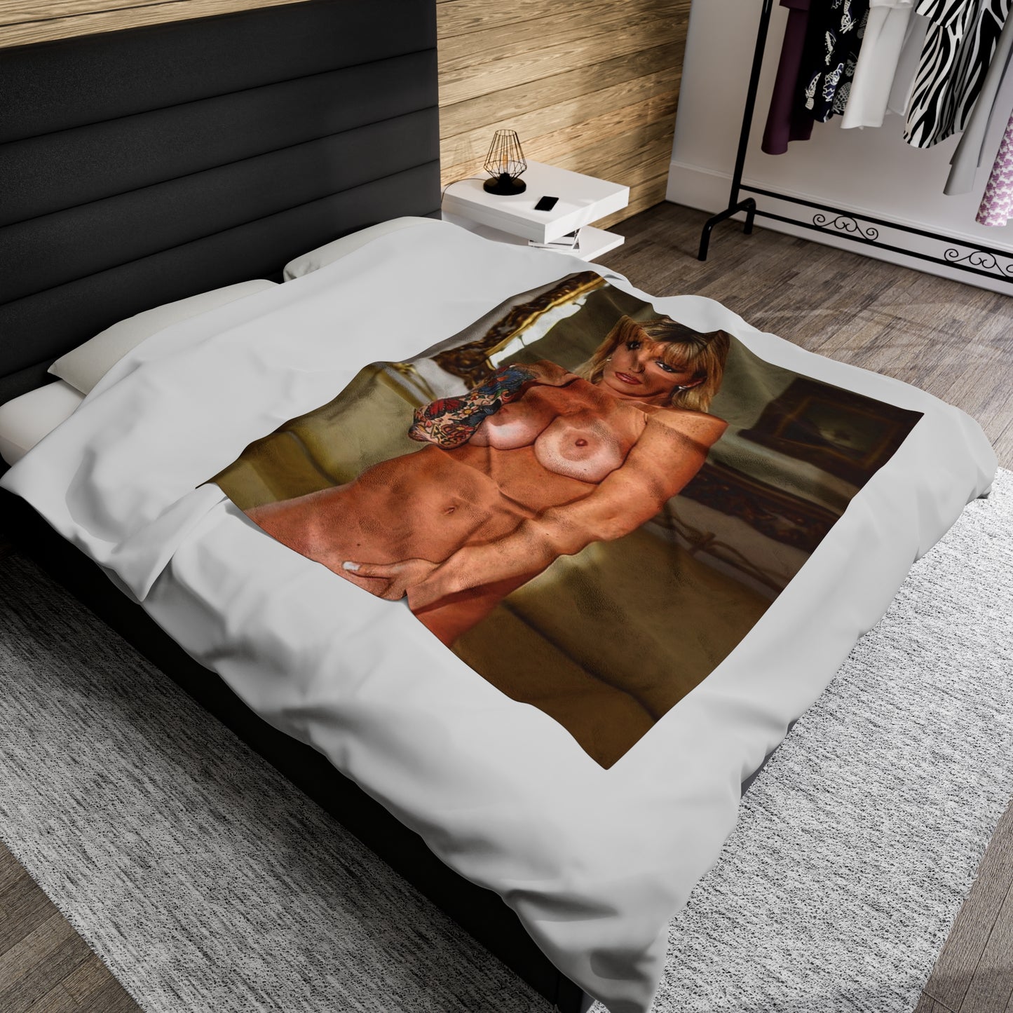 Velveteen Plush Blanket Retro Adult Star Janine Lindenmulder Nude