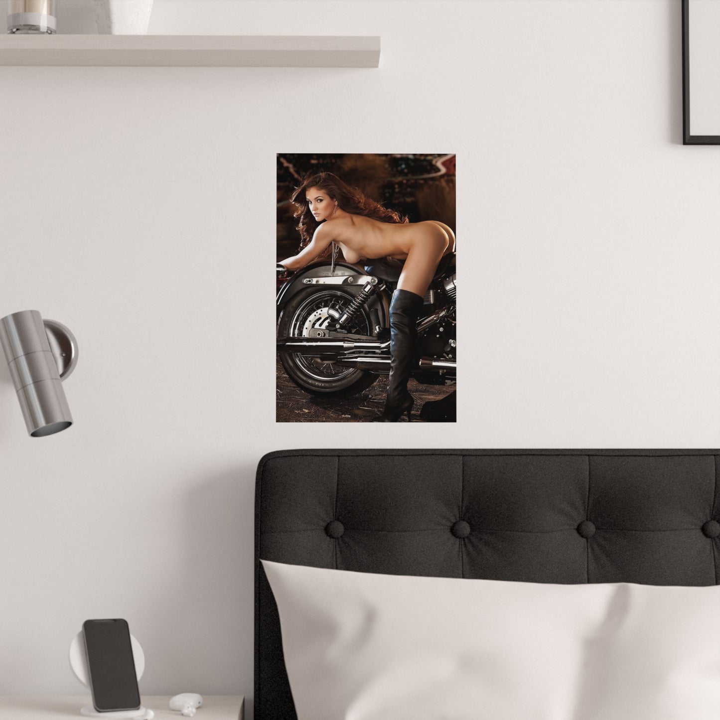 Satin Posters (210gsm) Jaclyn Swedberg Nude on Motorcycle