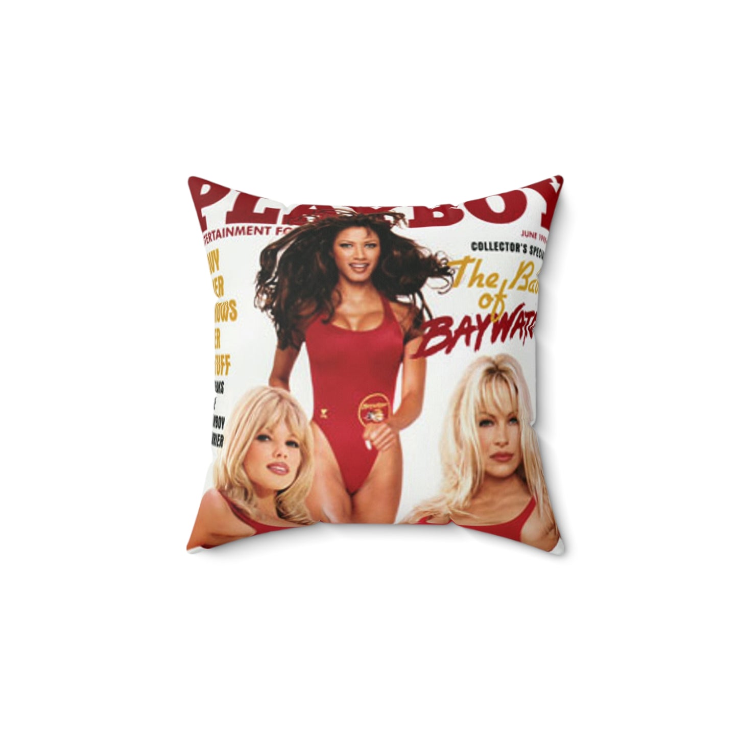Spun Polyester Square Pillow Playboy Cover Baywatch June 1998