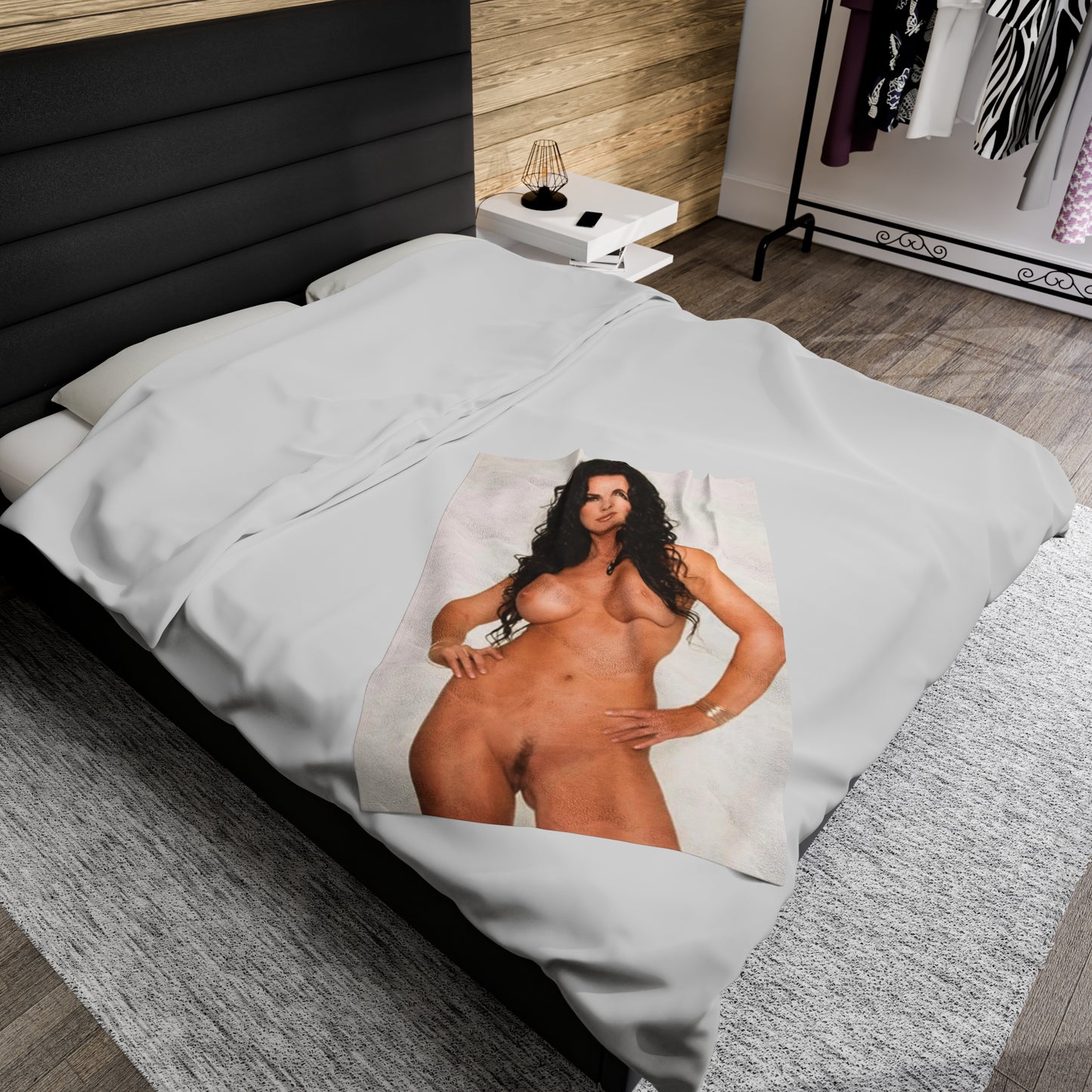 Velveteen Plush Blanket Retro Adult Star Julie Strain