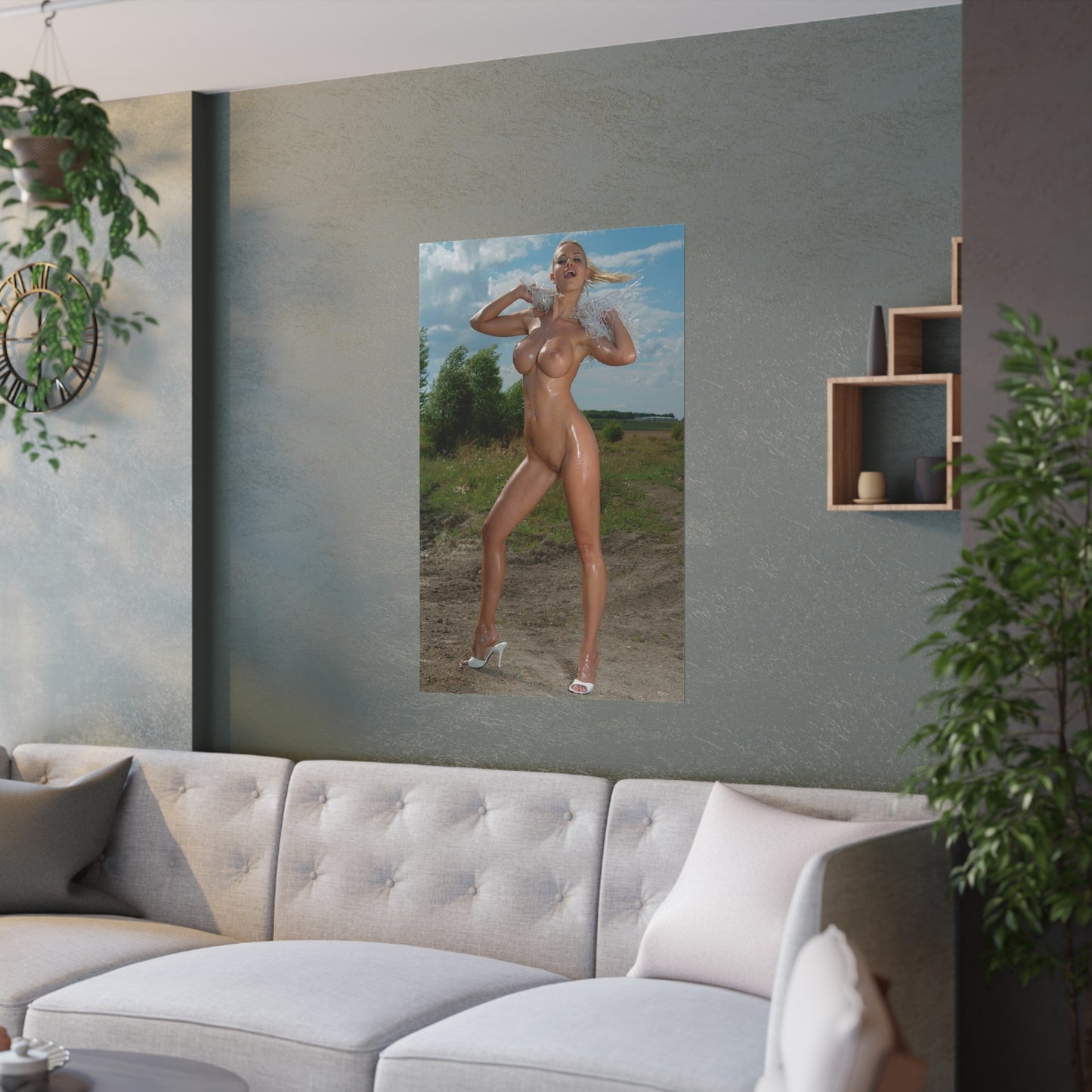 Satin Posters (210gsm) Naked Blonde Outside