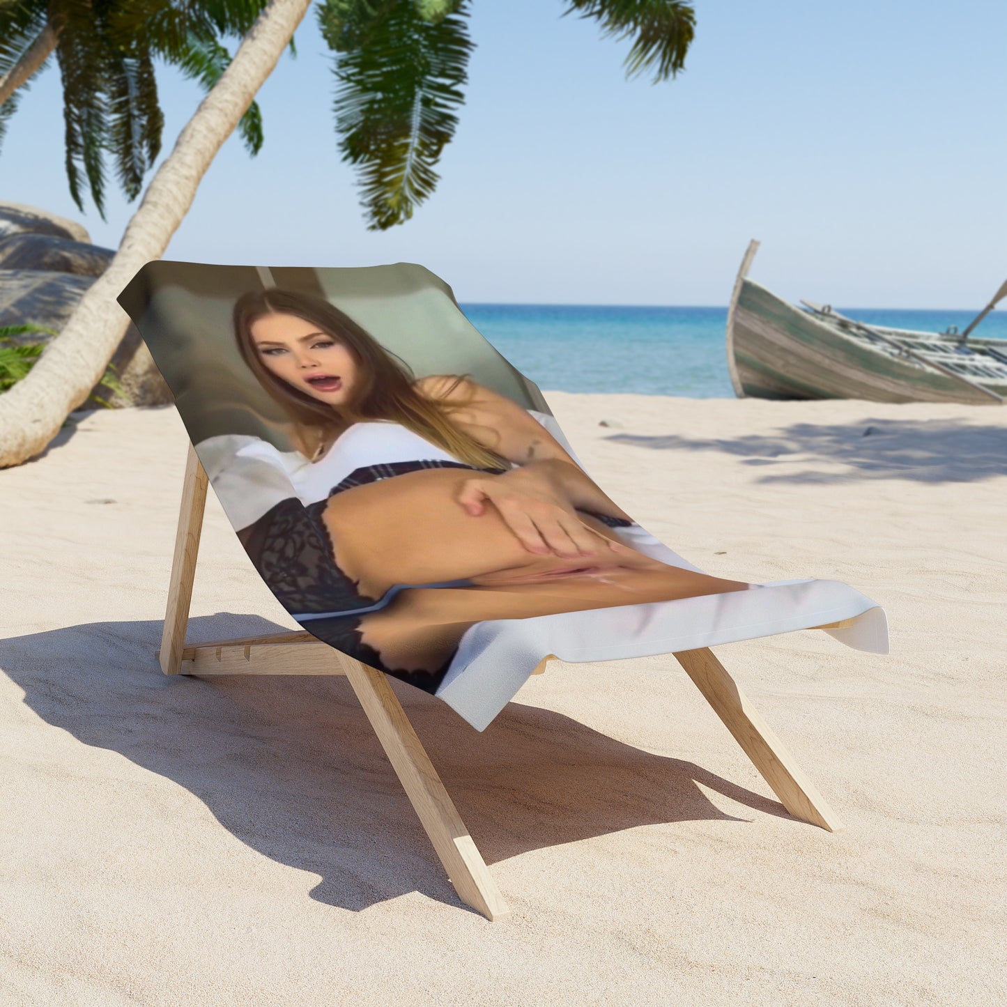 Beach Towel Sexy Brunette Dripping Cumrag