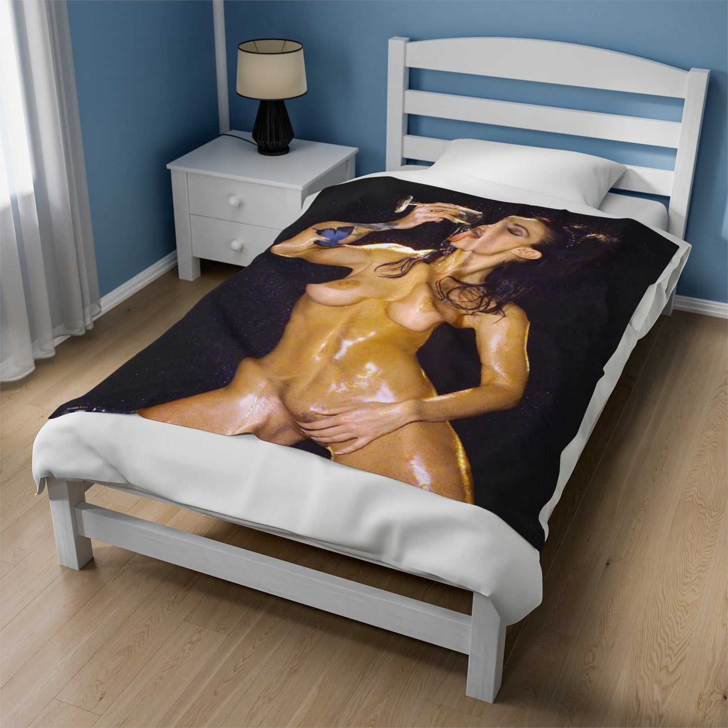 Velveteen Plush Blanket Retro Adult Star Janine Lindenmulder Nude