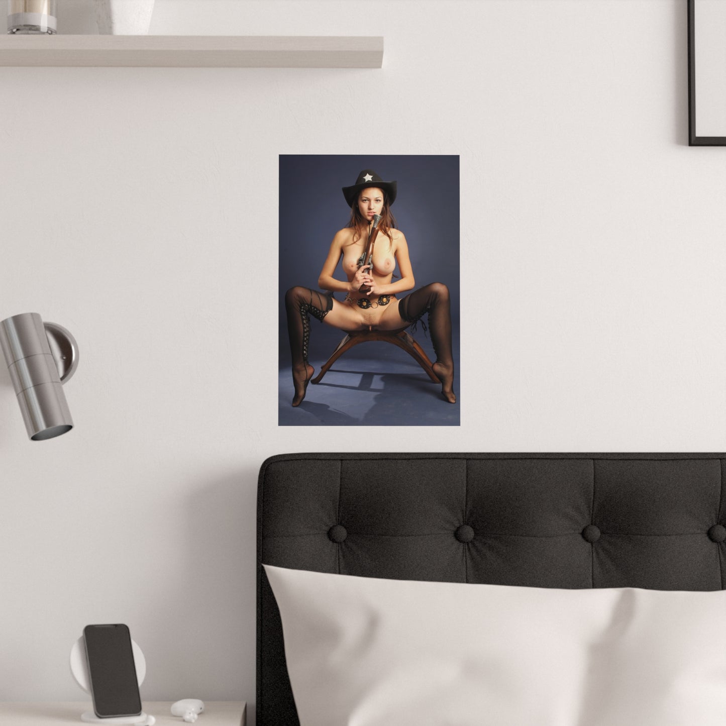 Satin Posters (210gsm) Hot Naked Chick with Gun