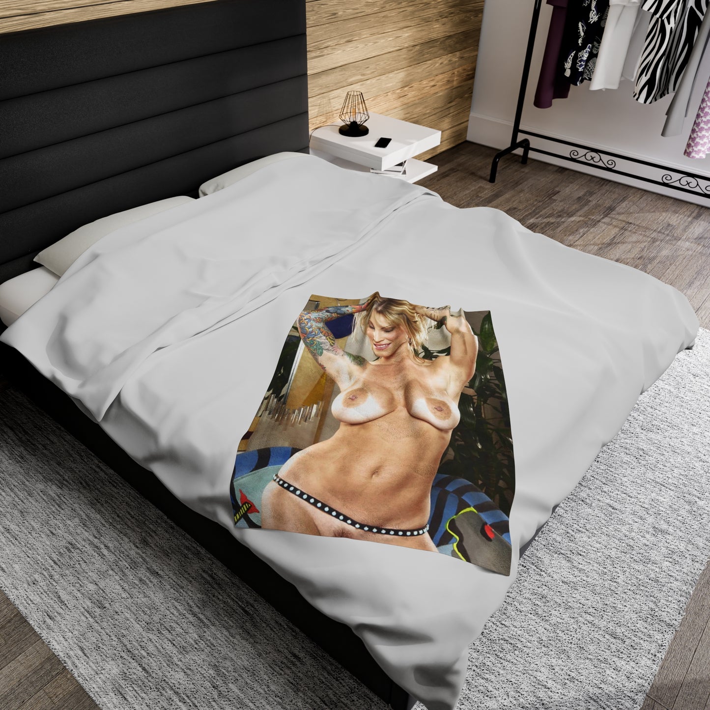 Velveteen Plush Blanket Retro Adult Star Janine Lindenmulder Nude