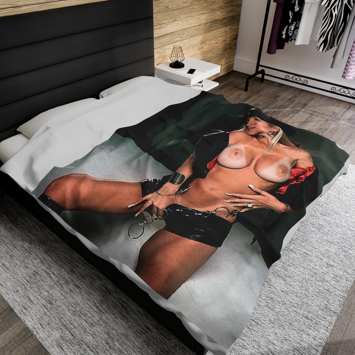Velveteen Plush Blanket Retro Adult Star Janine Lindenmulder Nude