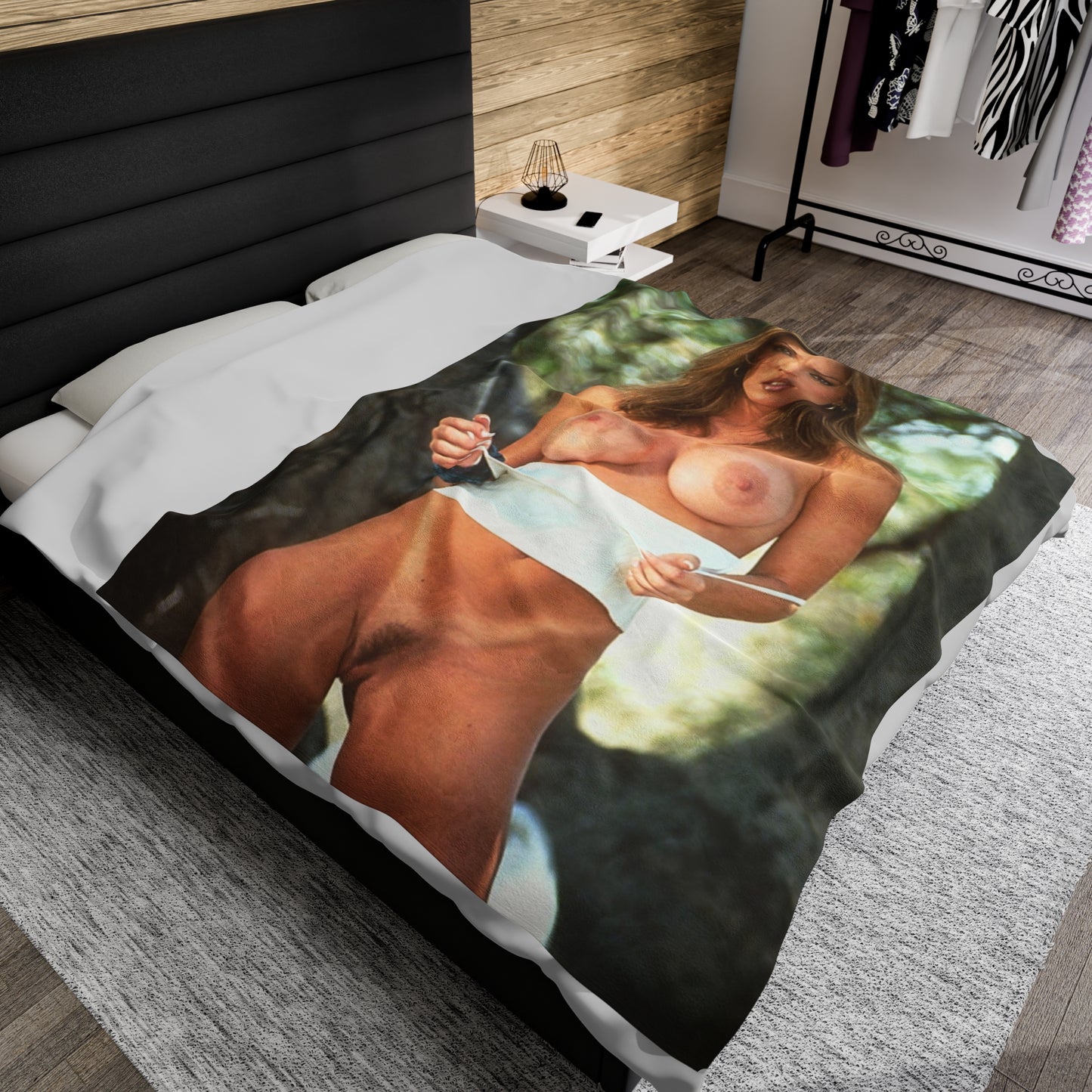 Velveteen Plush Blanket Retro Adult Star Janine Lindenmulder Nude