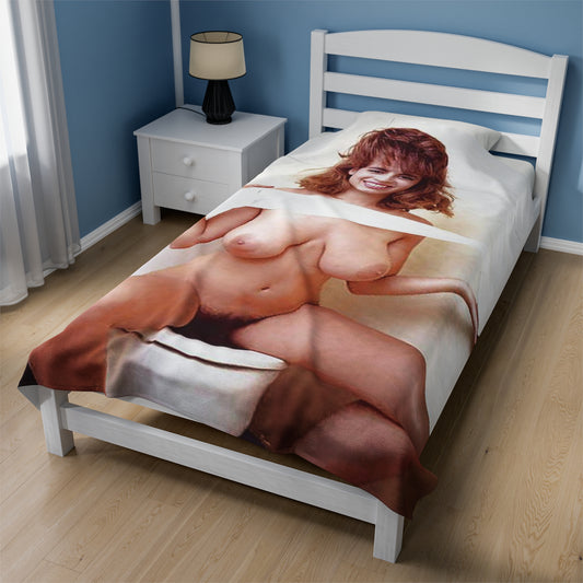 Velveteen Plush Blanket Retro Adult Star Christy Canyon Nude